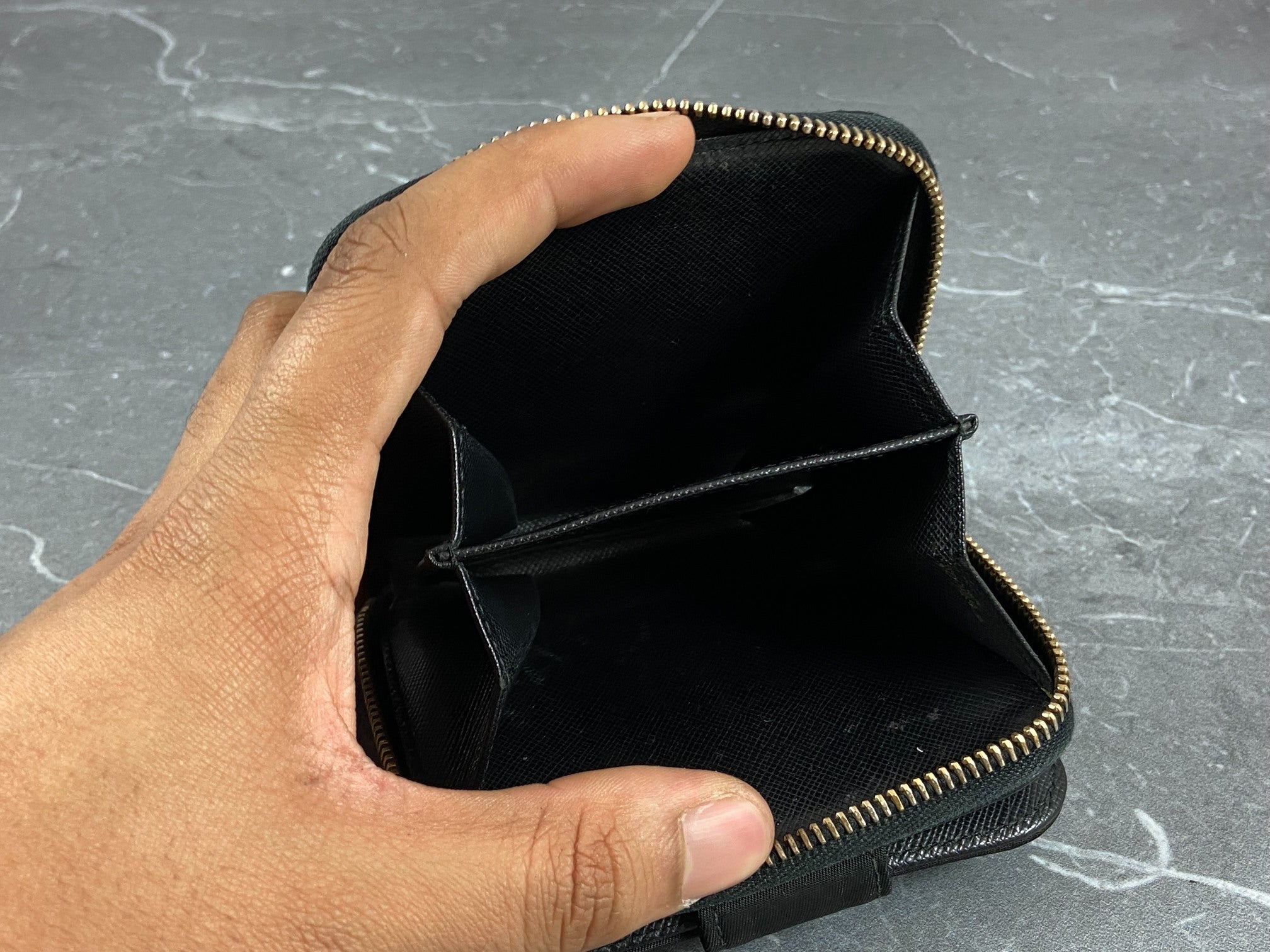 Prada Tessuto Nylon Compact Zip Wallet Black