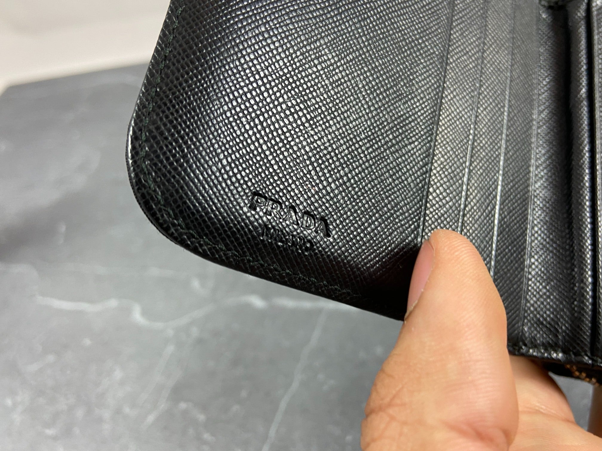 Prada Tessuto Nylon Compact Zip Wallet Black