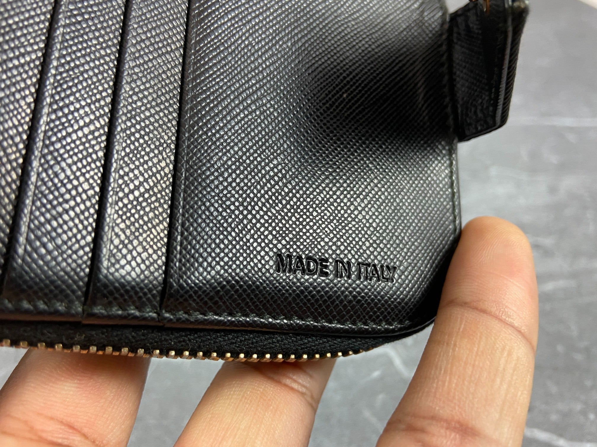 Prada Tessuto Nylon Compact Zip Wallet Black