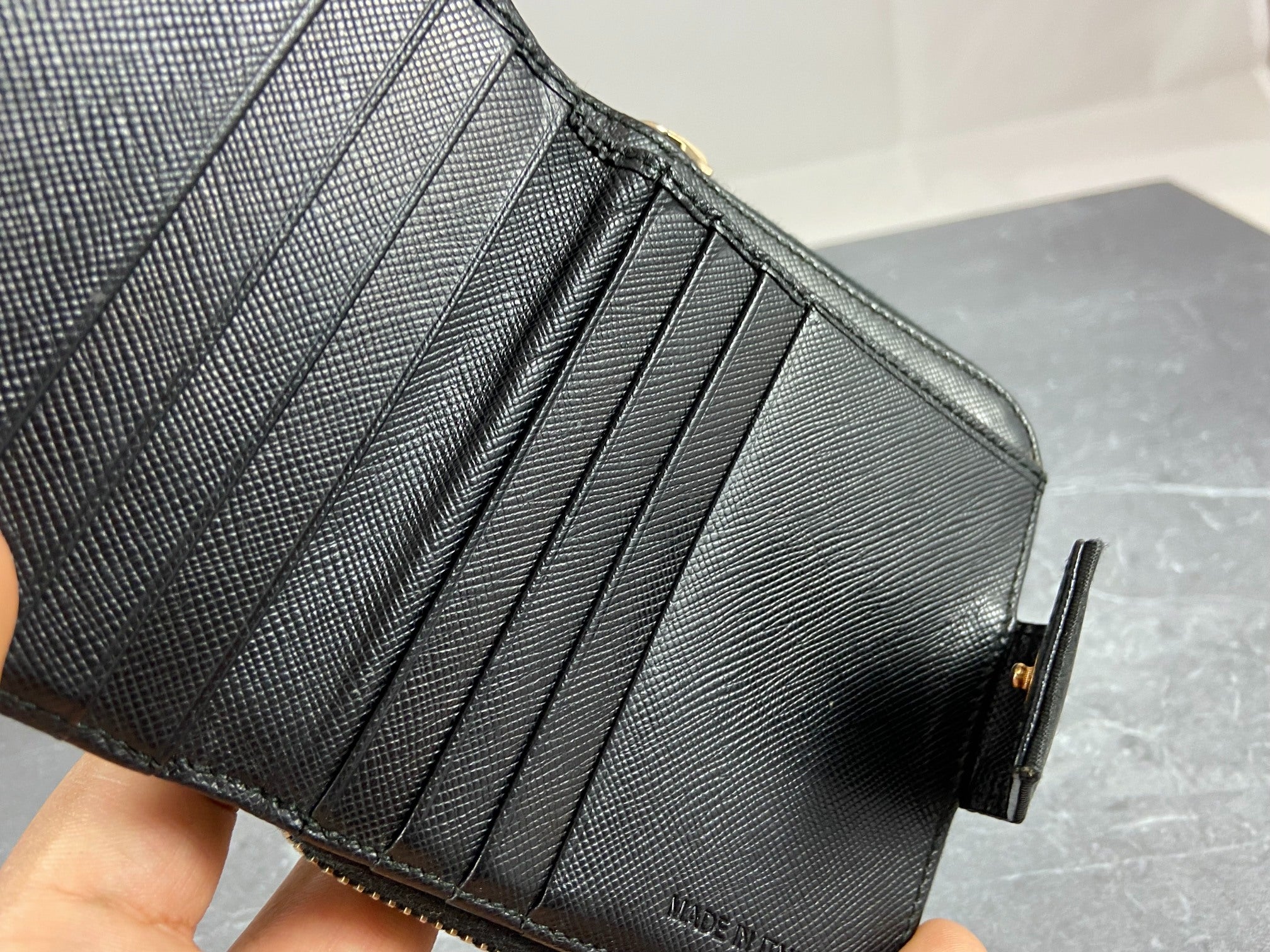 Prada Tessuto Nylon Compact Zip Wallet Black