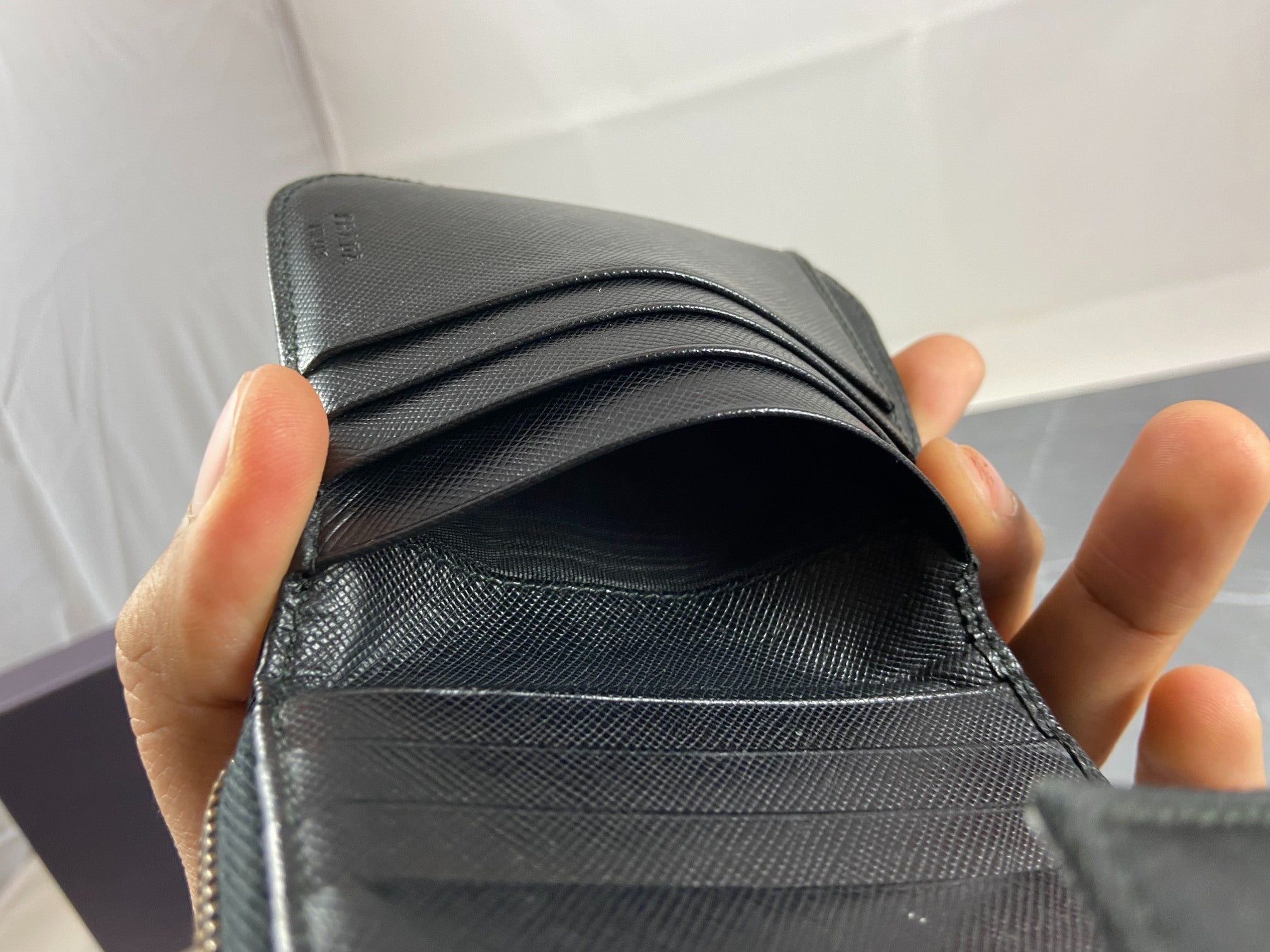 Prada Tessuto Nylon Compact Zip Wallet Black