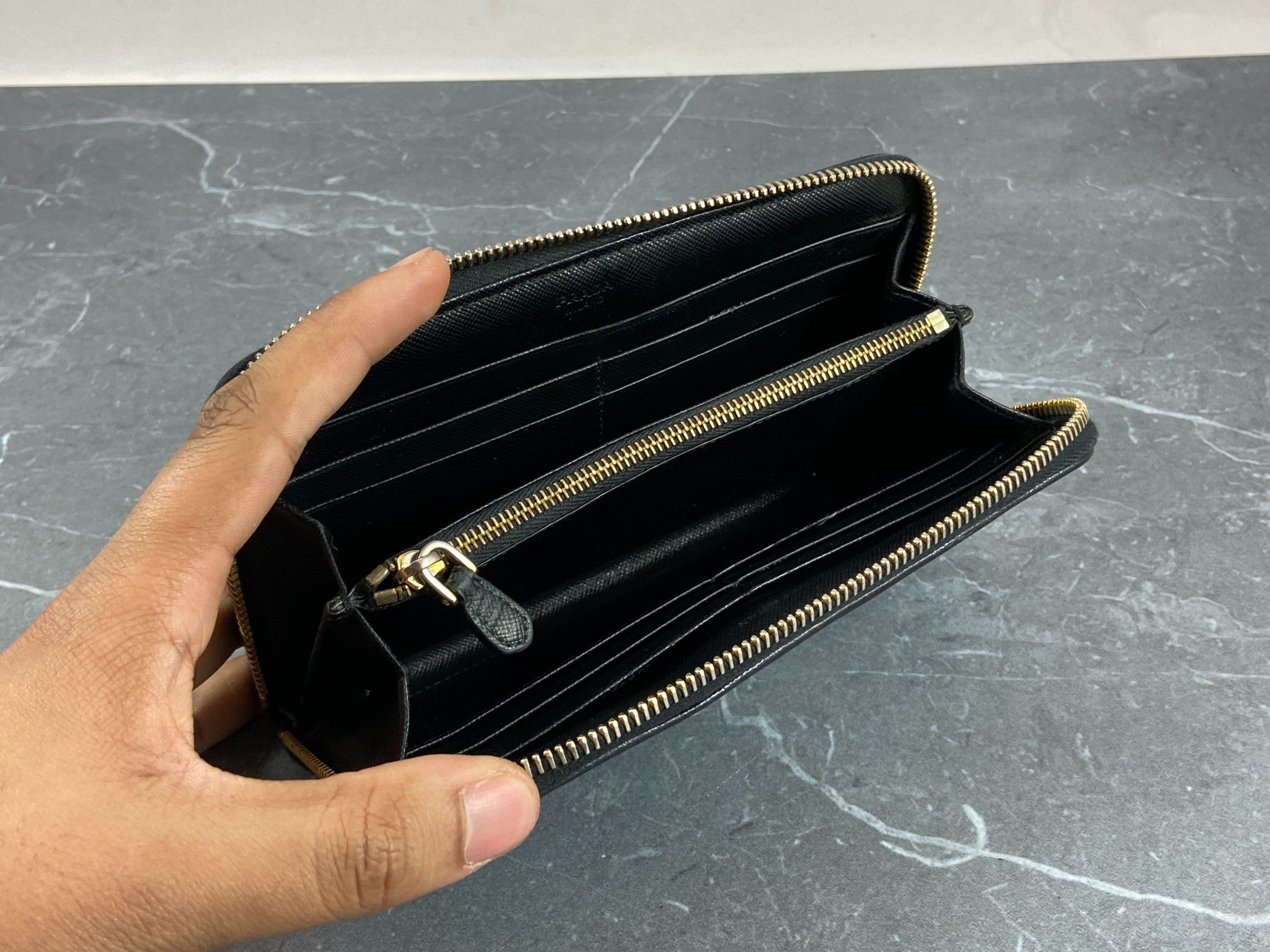 Prada Tessuto Nylon Zippy Wallet Black