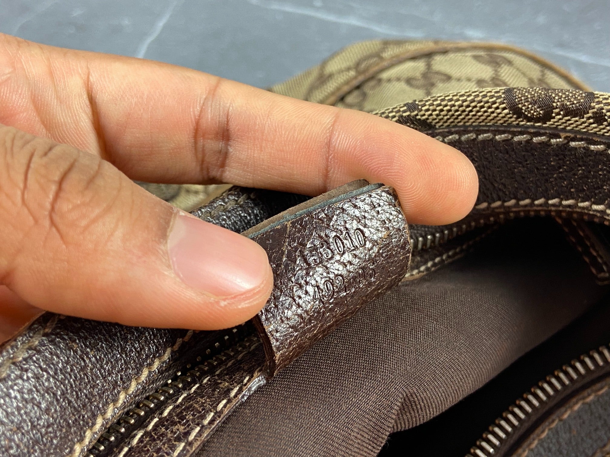 Gucci Hobo Bag Beige GG Monogram + Brown Leather