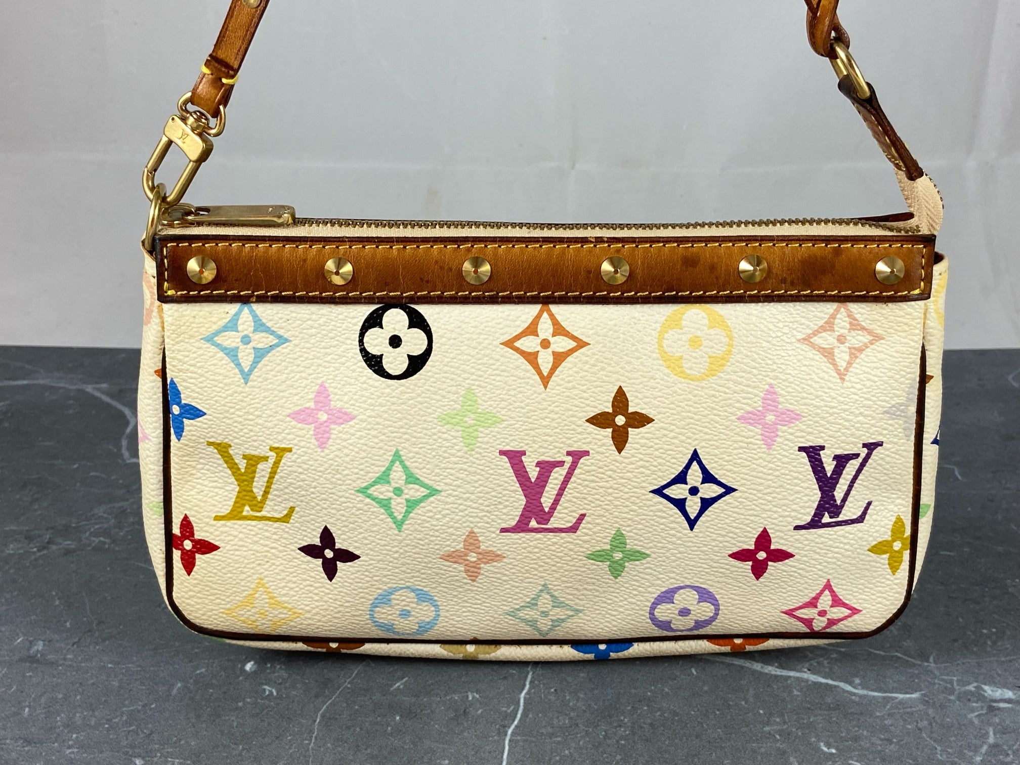 Louis Vuitton Takashi Murakami Multicolor Pochette Accessoires White