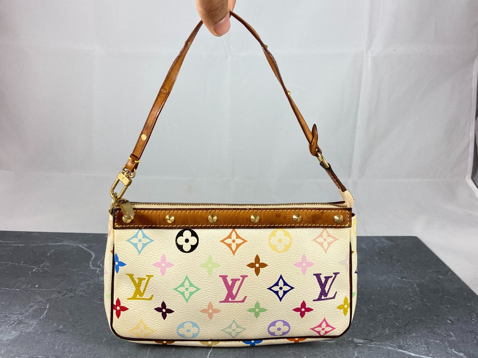 Louis Vuitton Takashi Murakami Multicolor Pochette Accessoires White