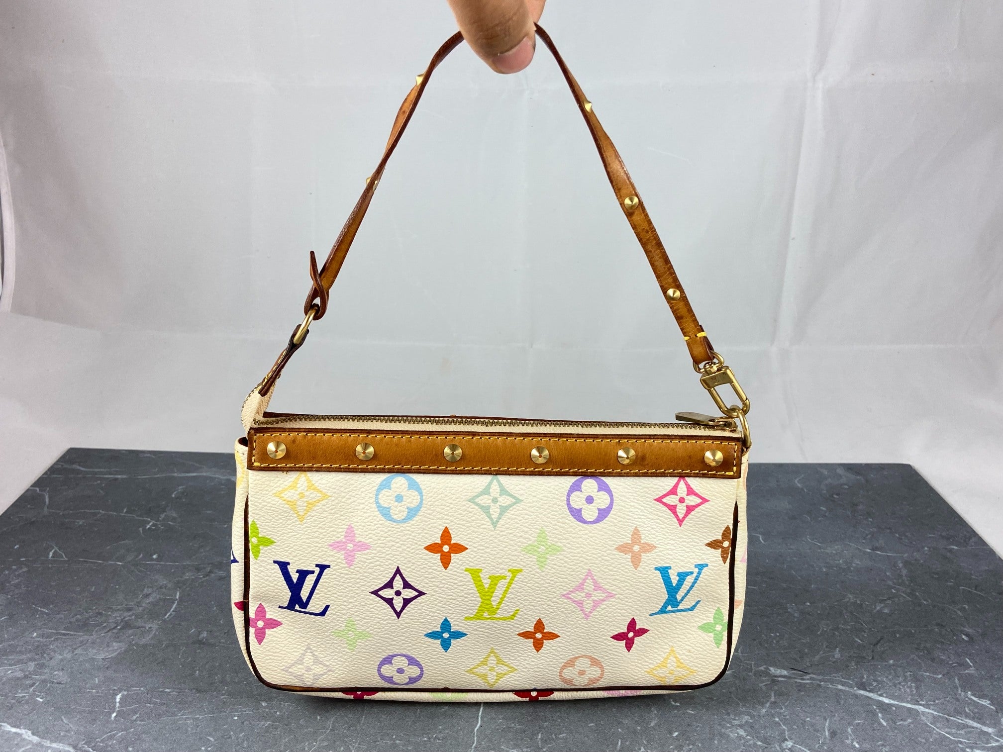 Louis Vuitton Takashi Murakami Multicolor Pochette Accessoires White