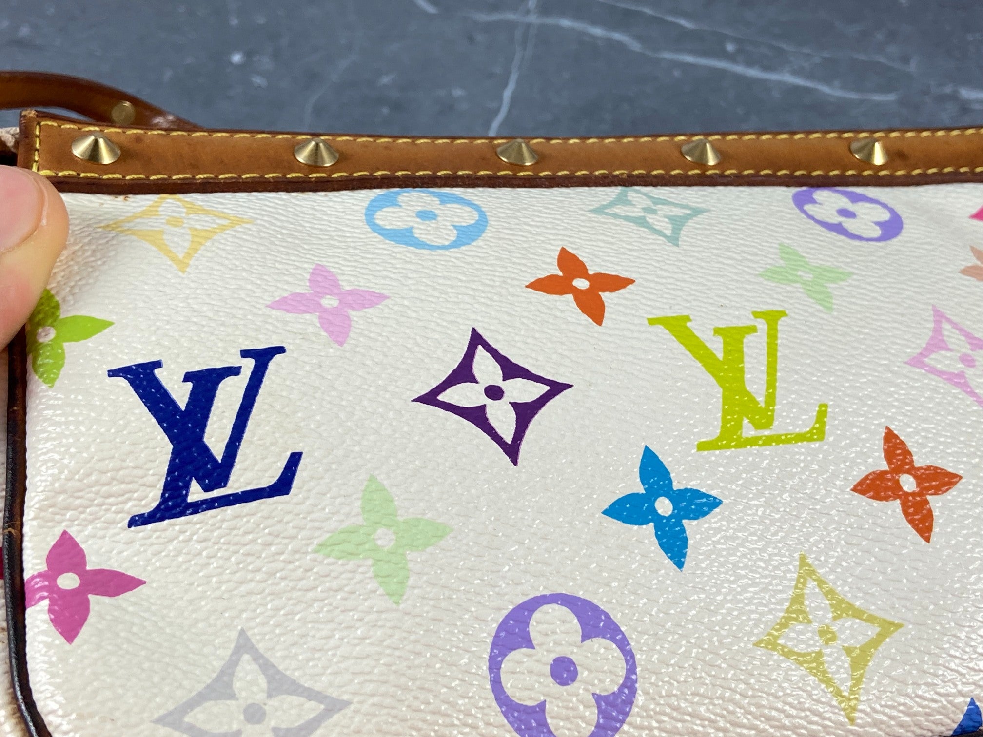 Louis Vuitton Takashi Murakami Multicolor Pochette Accessoires White
