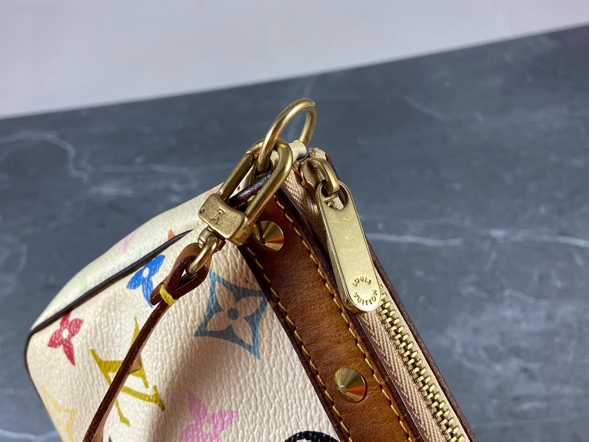 Louis Vuitton Takashi Murakami Multicolor Pochette Accessoires White
