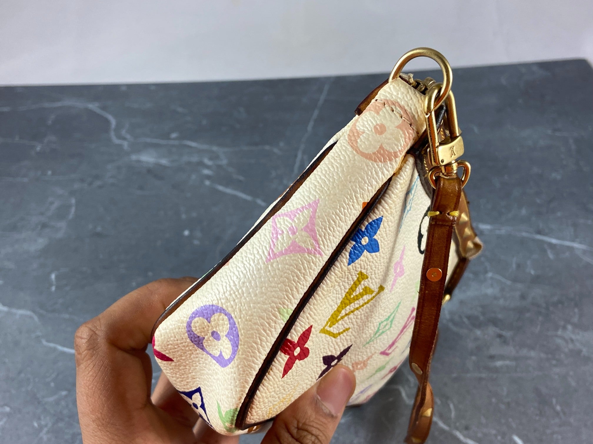 Louis Vuitton Takashi Murakami Multicolor Pochette Accessoires White