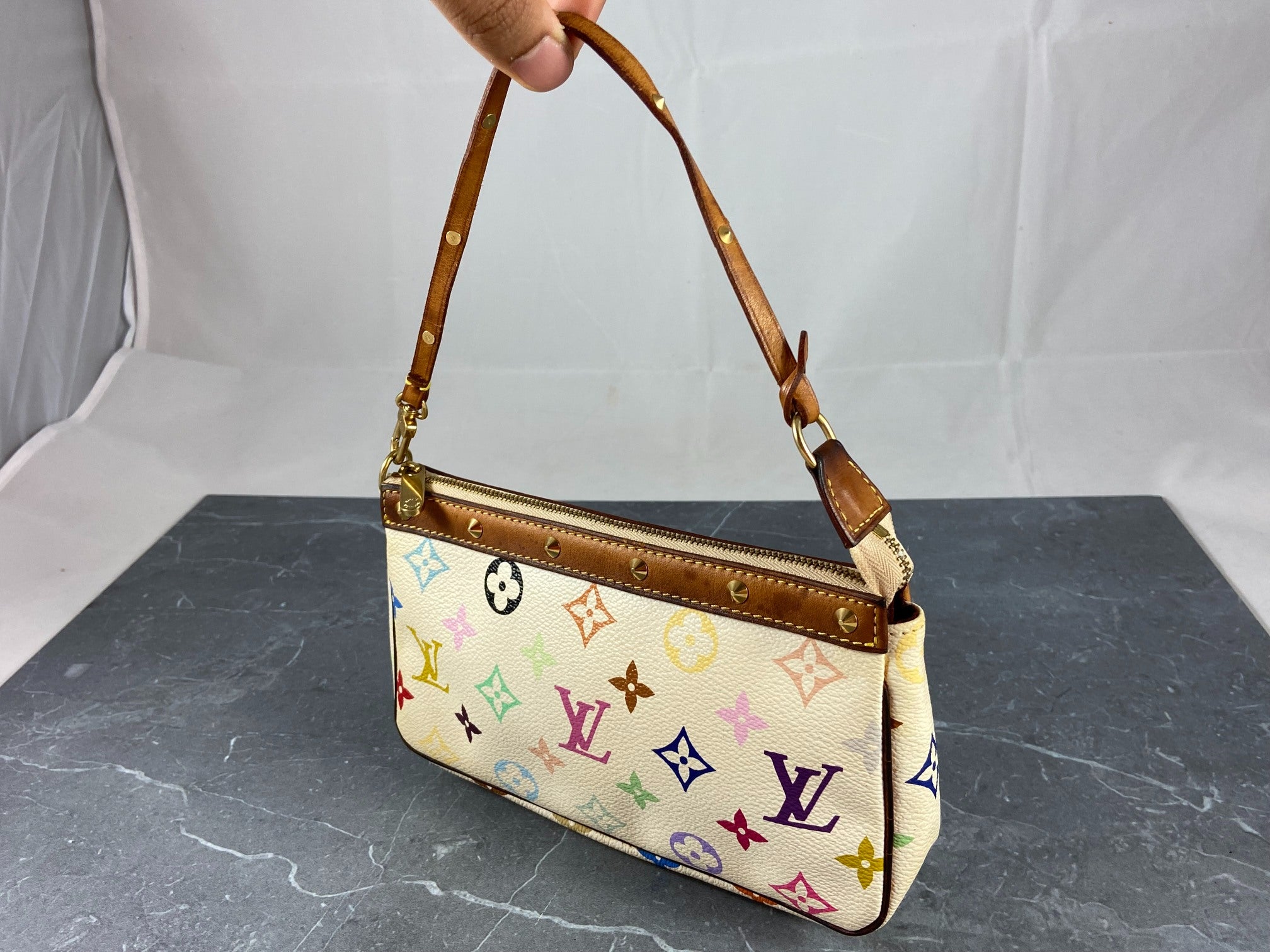 Louis Vuitton Takashi Murakami Multicolor Pochette Accessoires White