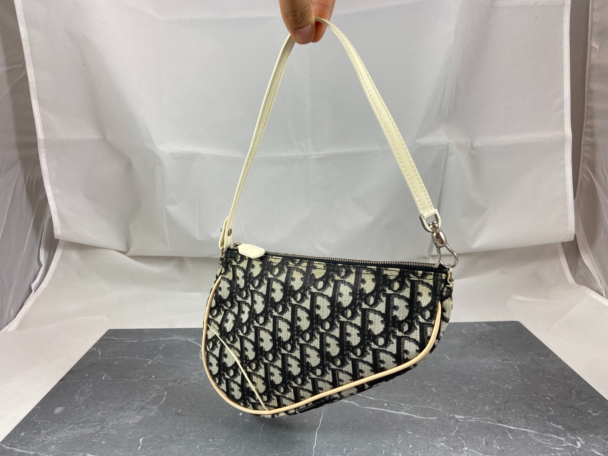 Christian Dior Saddle Pochette / Mini / Hobo Bag Black Trotter Monogram