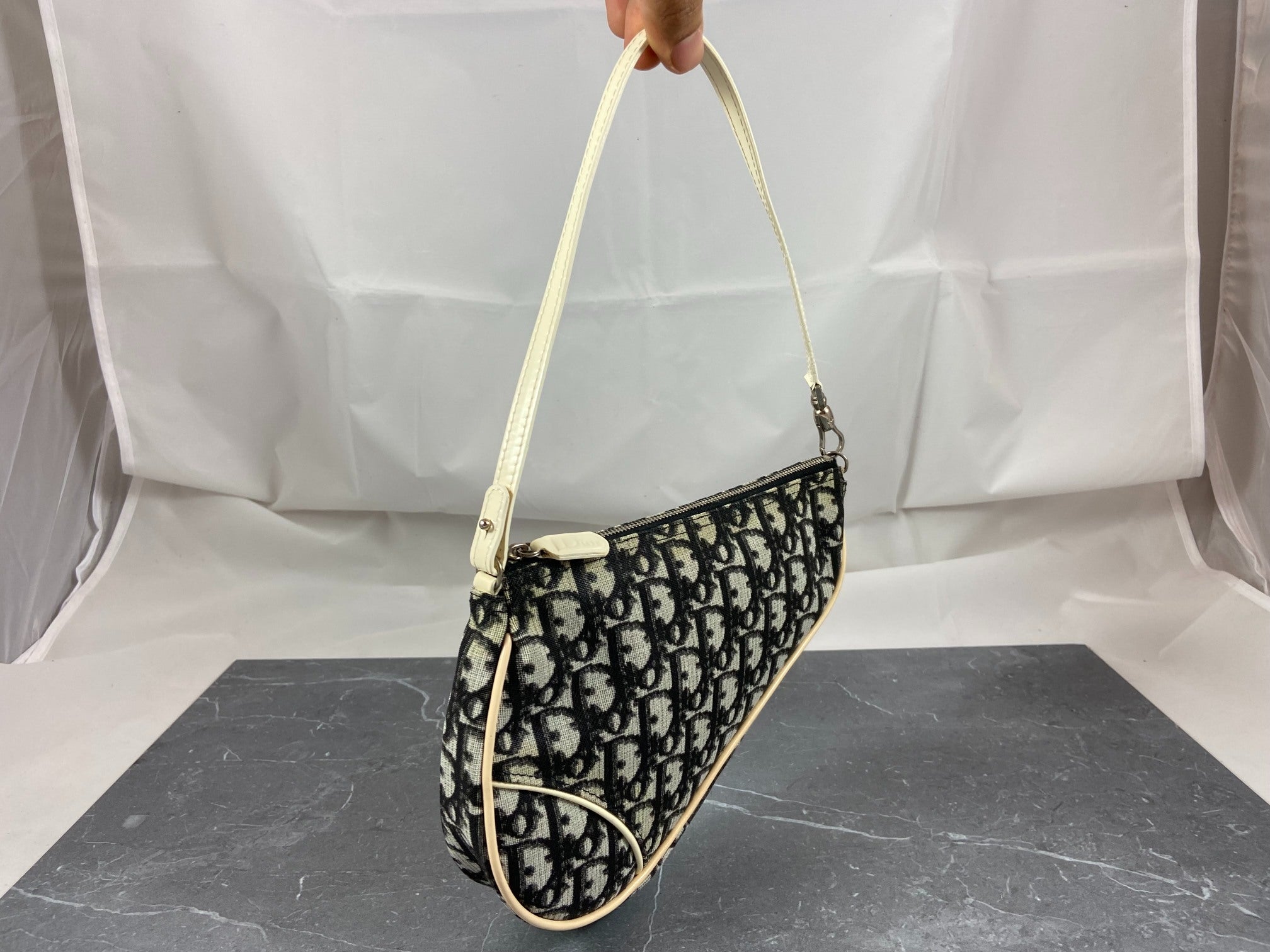 Christian Dior Saddle Pochette / Mini / Hobo Bag Black Trotter Monogram