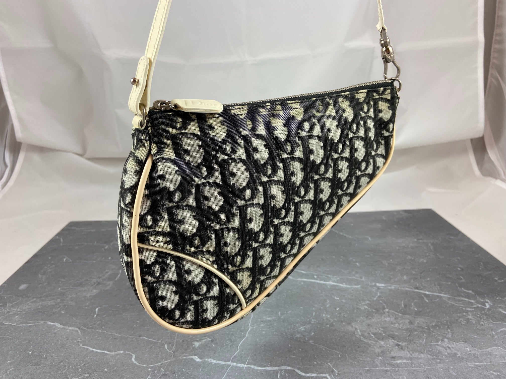 Christian Dior Saddle Pochette / Mini / Hobo Bag Black Trotter Monogram