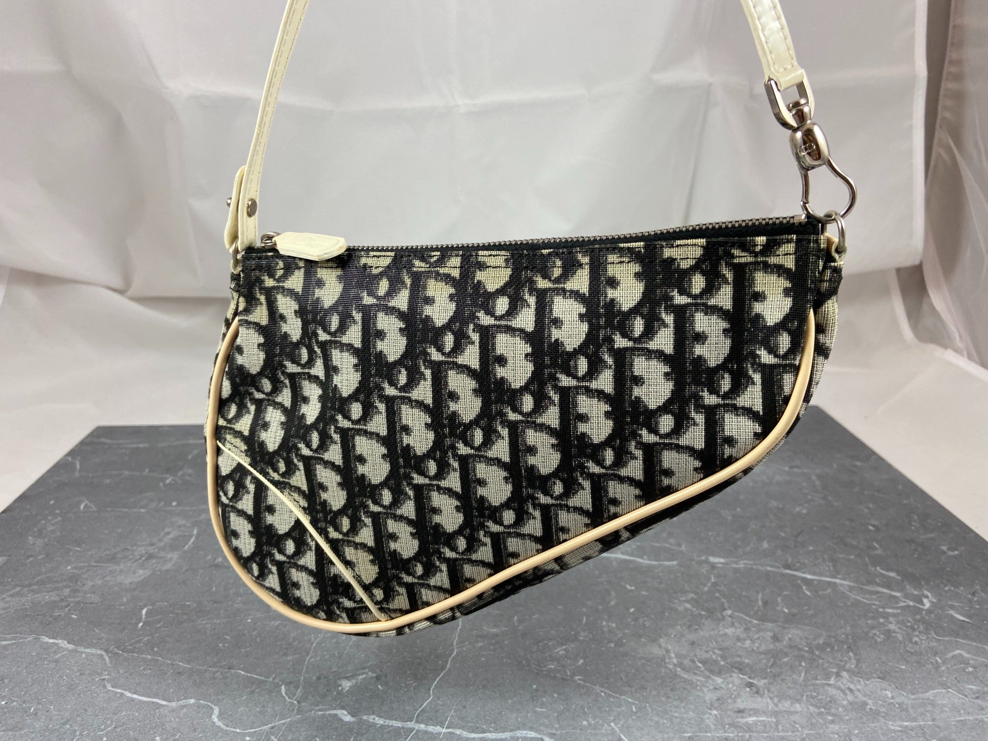 Christian Dior Saddle Pochette / Mini / Hobo Bag Black Trotter Monogram