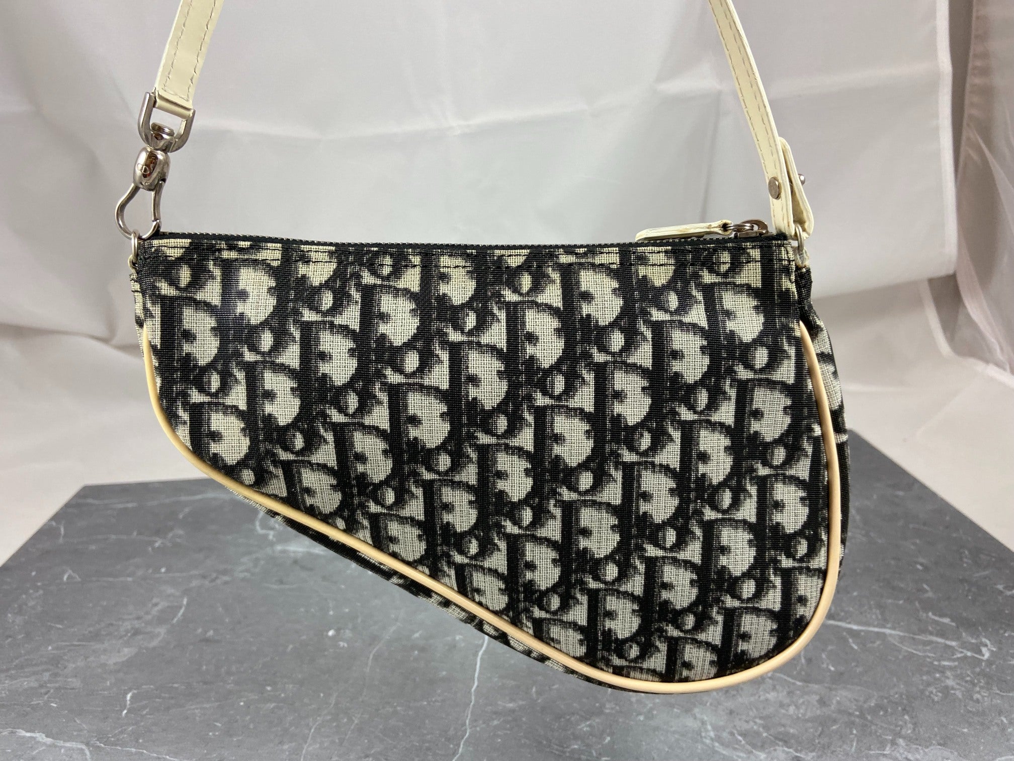 Christian Dior Saddle Pochette / Mini / Hobo Bag Black Trotter Monogram