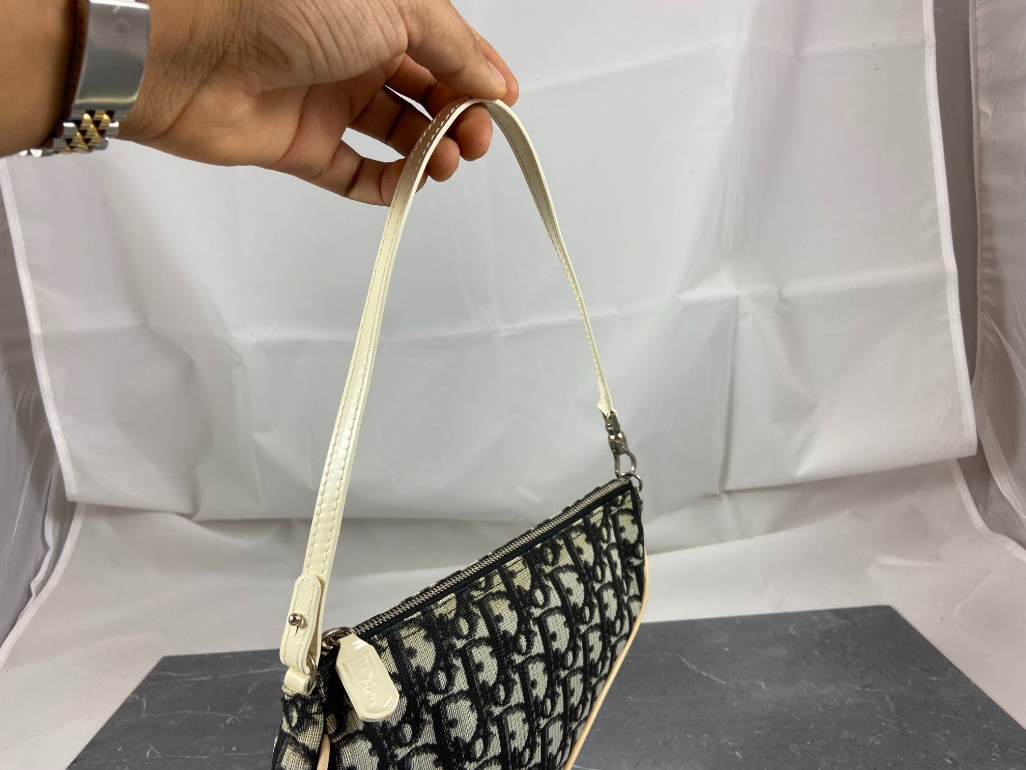 Christian Dior Saddle Pochette / Mini / Hobo Bag Black Trotter Monogram