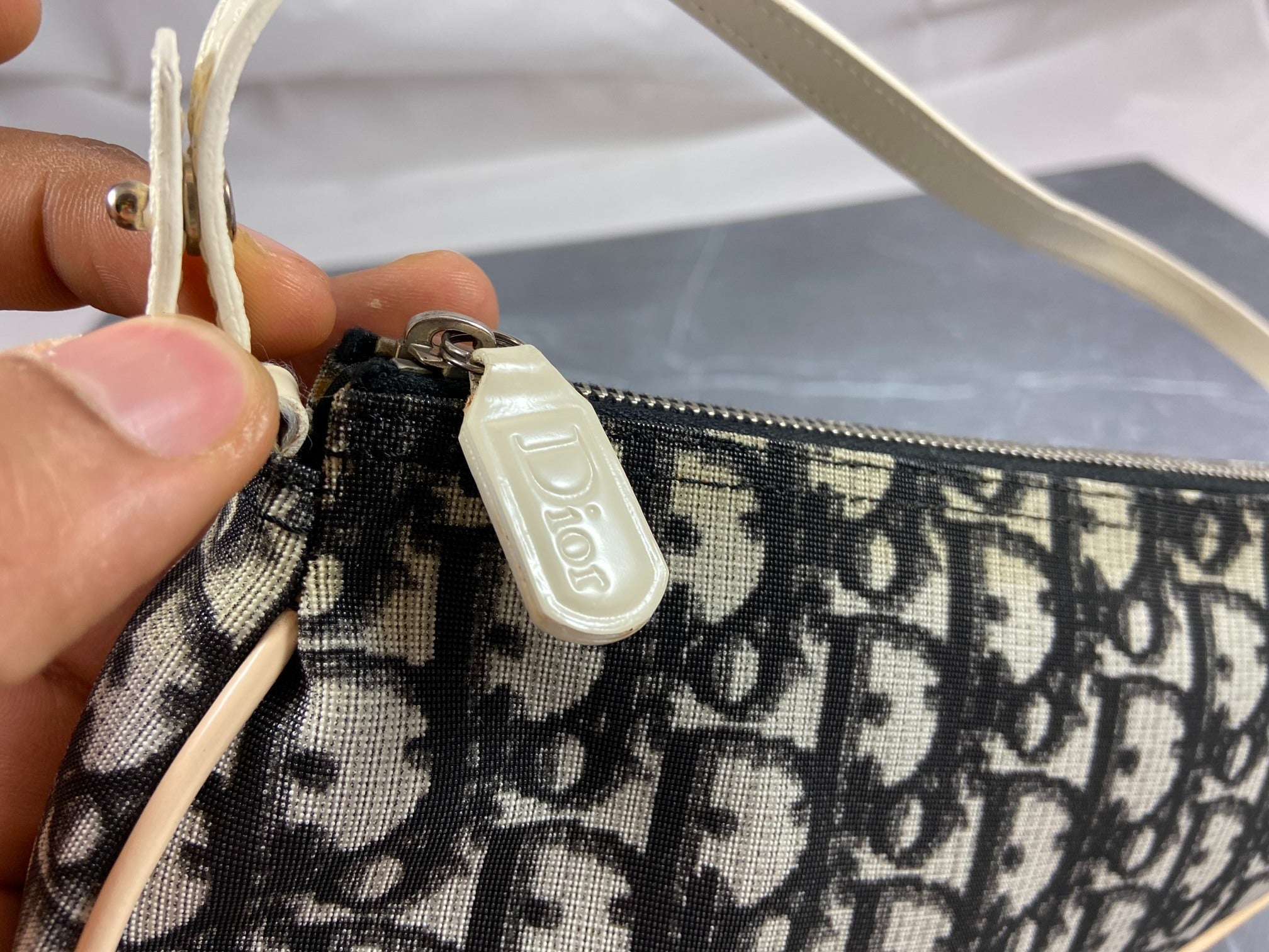 Christian Dior Saddle Pochette / Mini / Hobo Bag Black Trotter Monogram