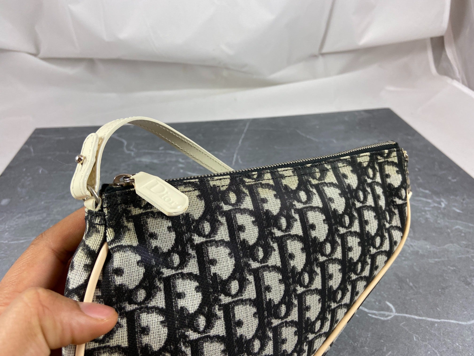 Christian Dior Saddle Pochette / Mini / Hobo Bag Black Trotter Monogram