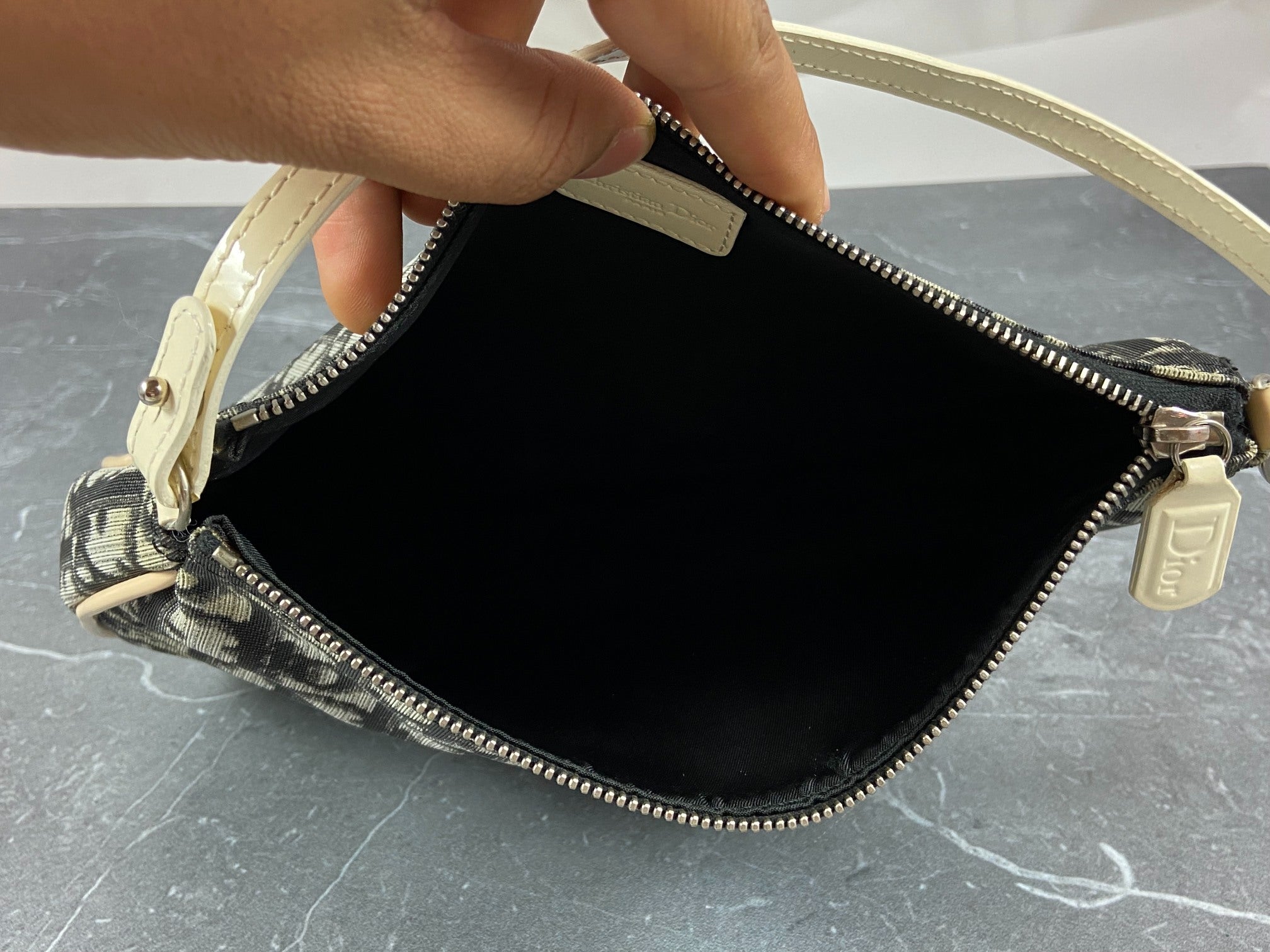 Christian Dior Saddle Pochette / Mini / Hobo Bag Black Trotter Monogram