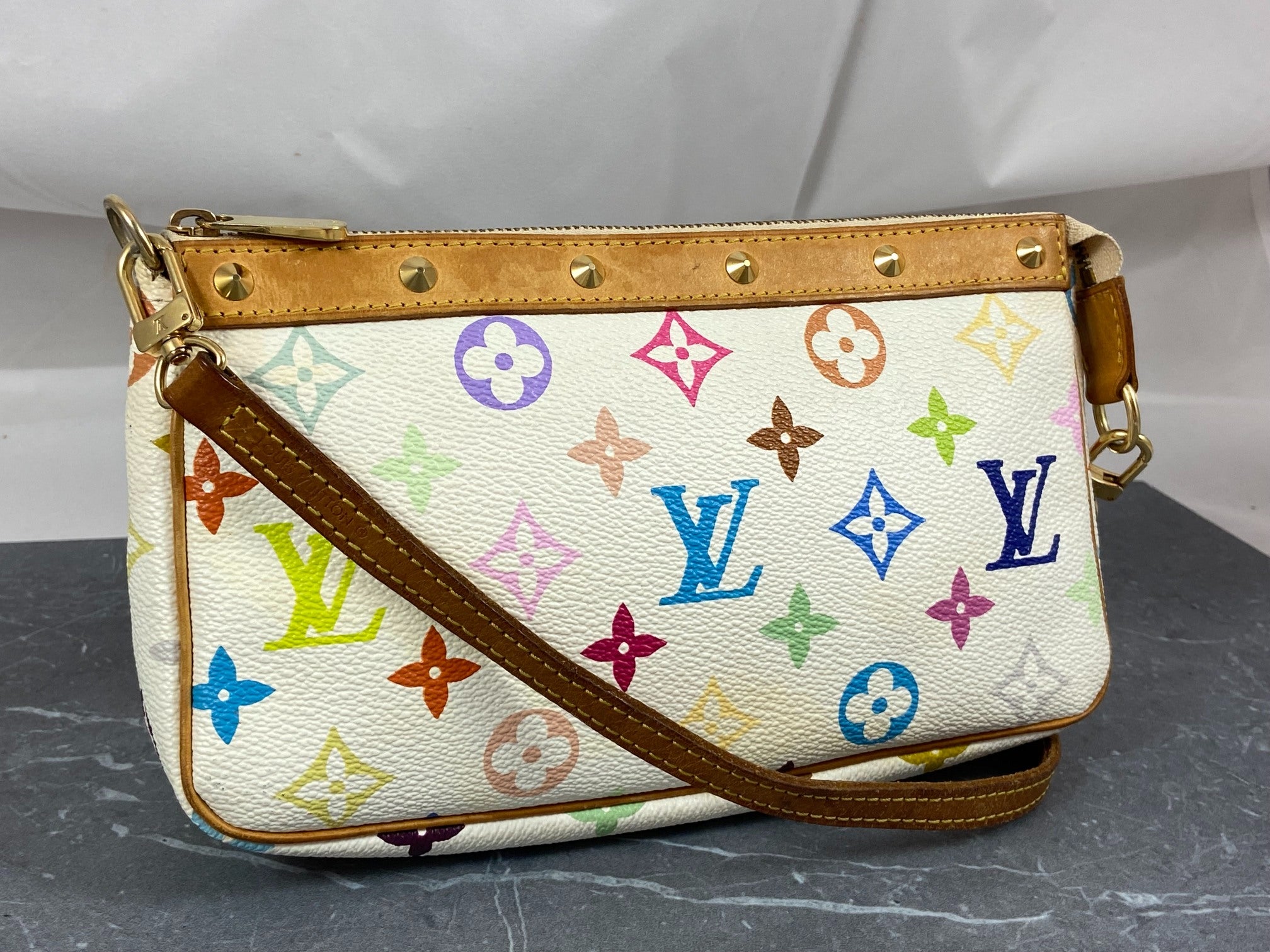 Louis Vuitton Takashi Murakami Multicolor Pochette Accessoires White