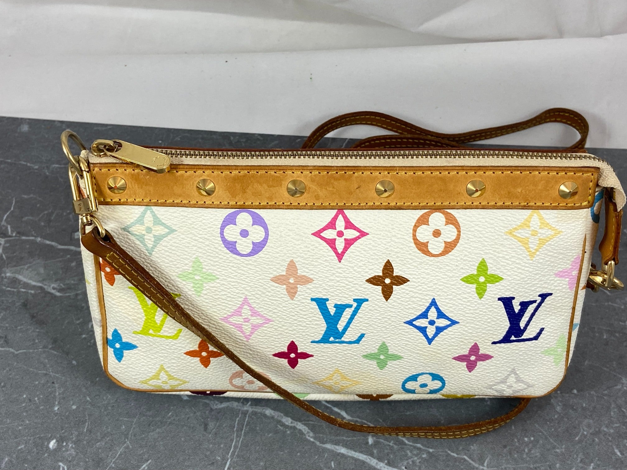 Louis Vuitton Takashi Murakami Multicolor Pochette Accessoires White