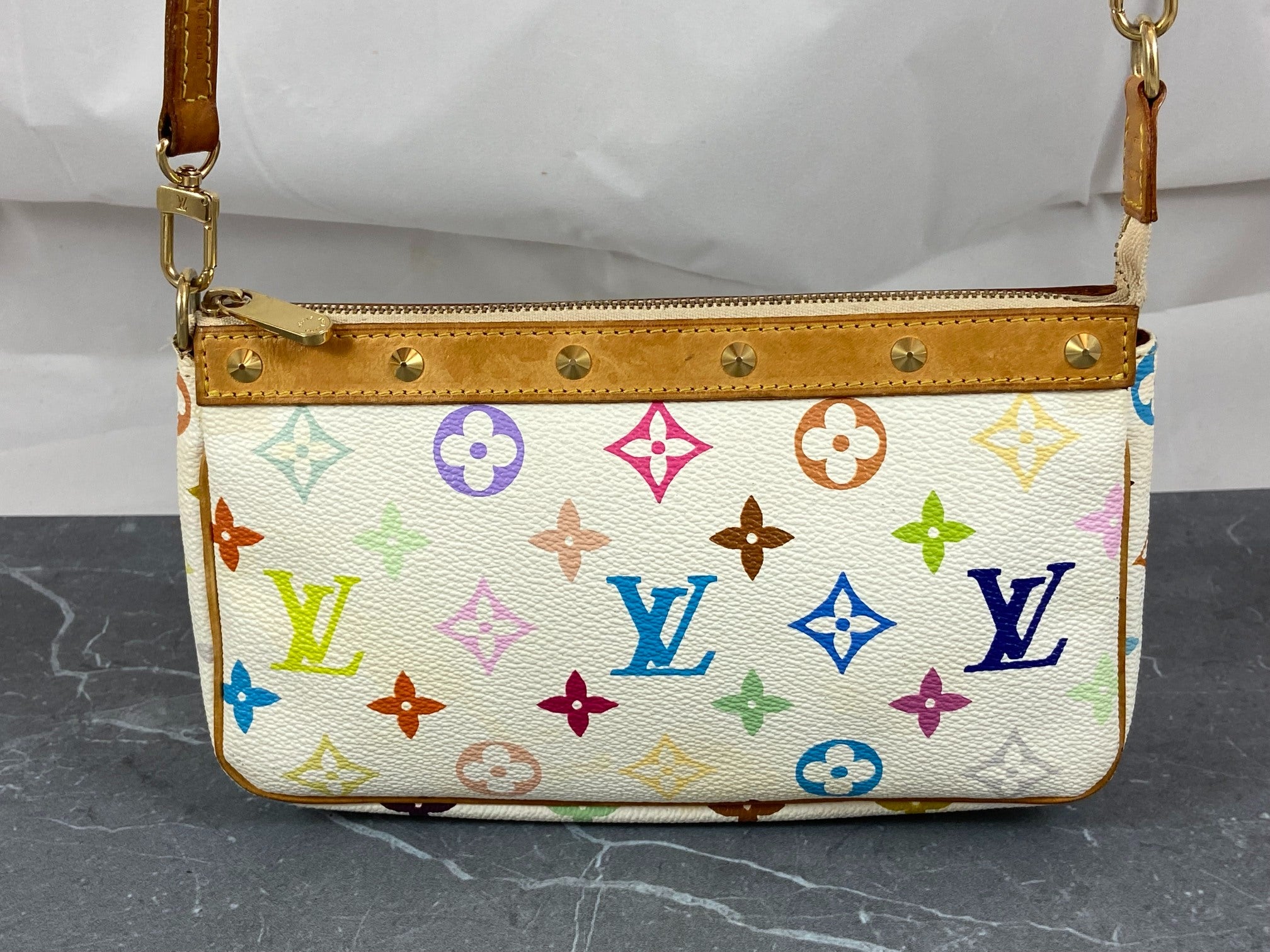 Louis Vuitton Takashi Murakami Multicolor Pochette Accessoires White