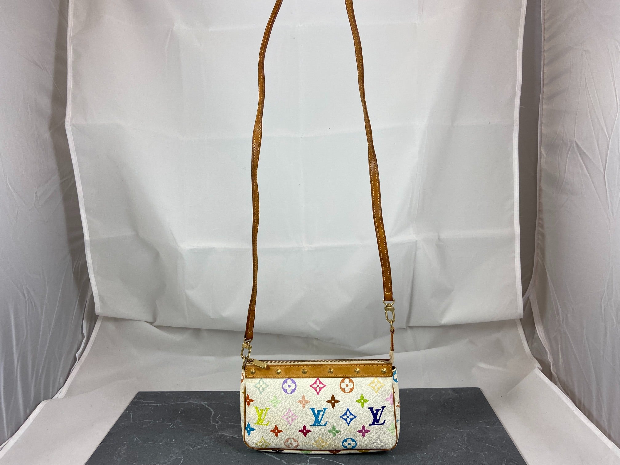 Louis Vuitton Takashi Murakami Multicolor Pochette Accessoires White