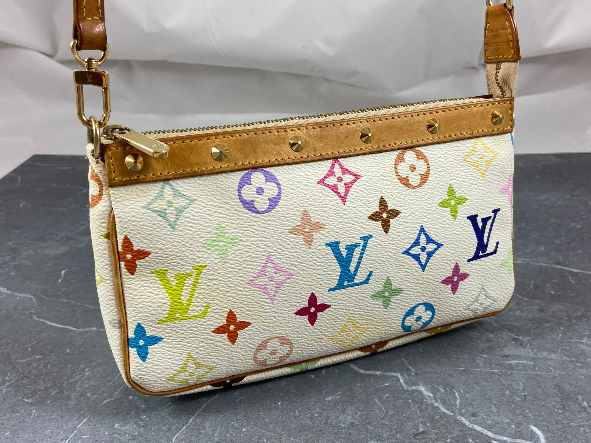 Louis Vuitton Takashi Murakami Multicolor Pochette Accessoires White