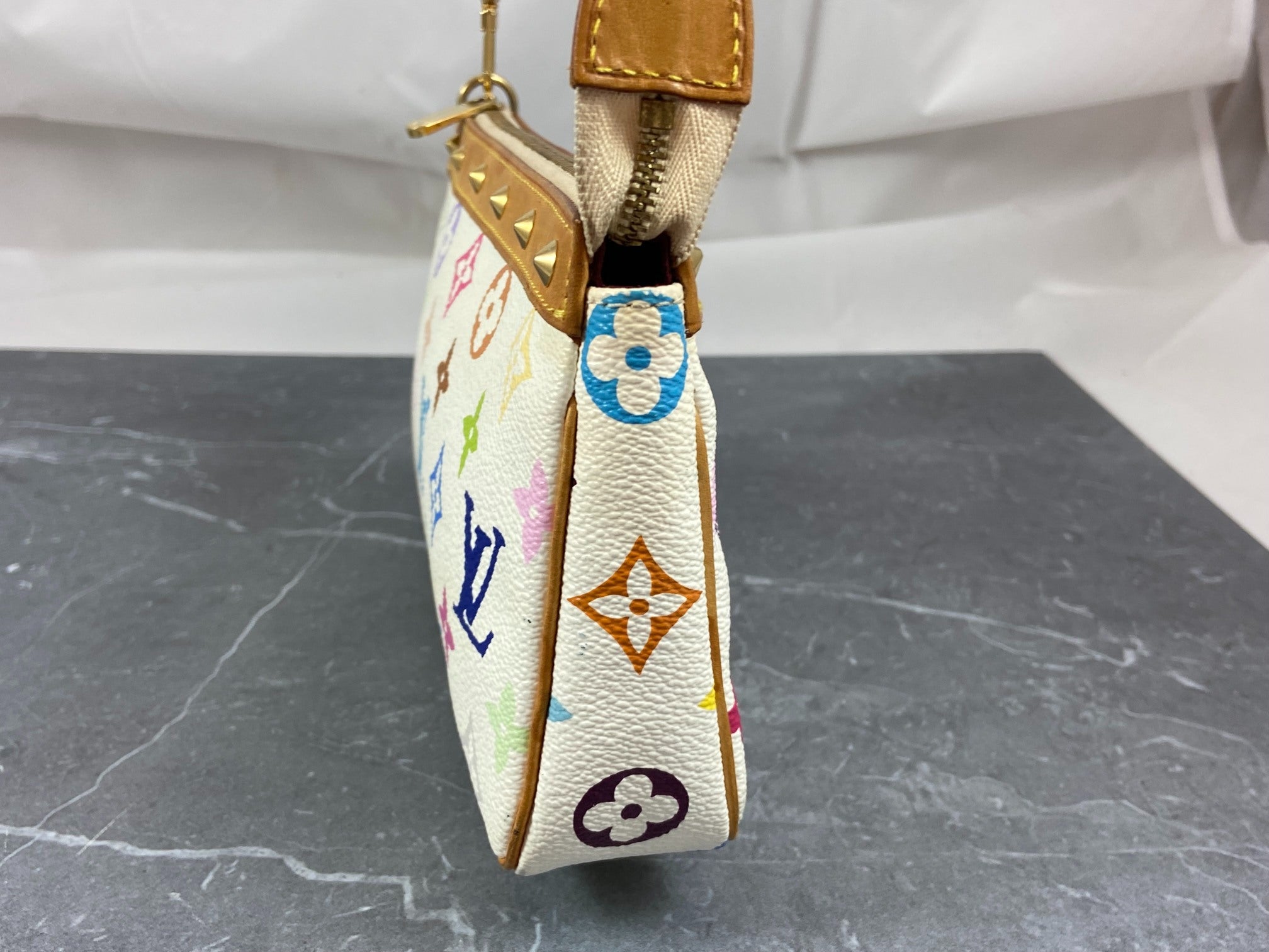 Louis Vuitton Takashi Murakami Multicolor Pochette Accessoires White