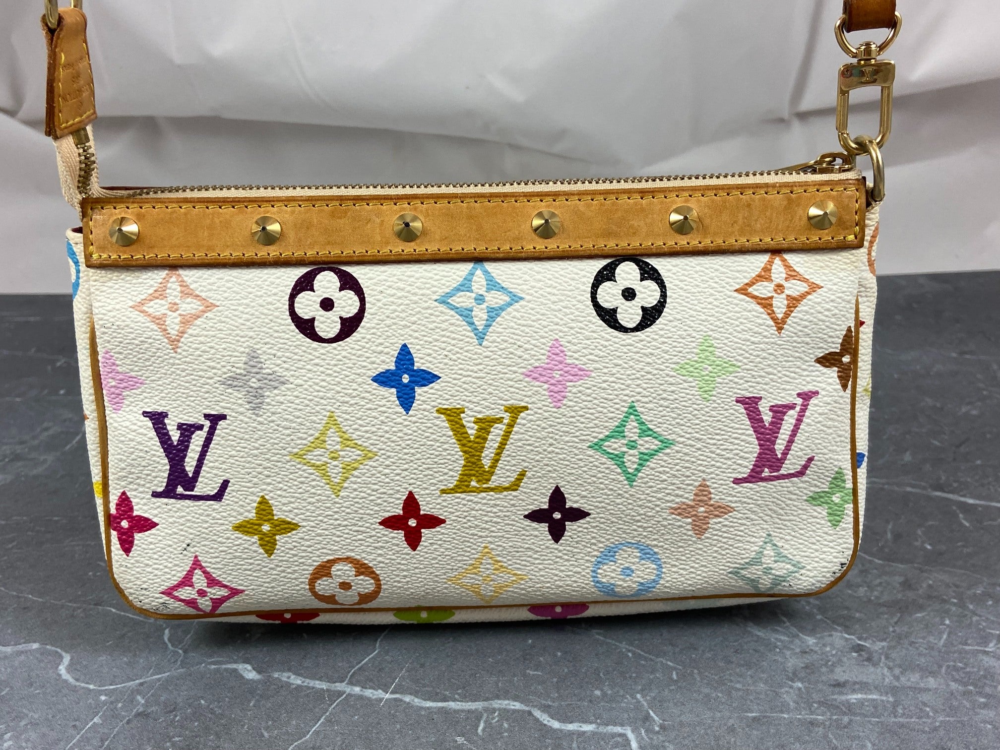 Louis Vuitton Takashi Murakami Multicolor Pochette Accessoires White