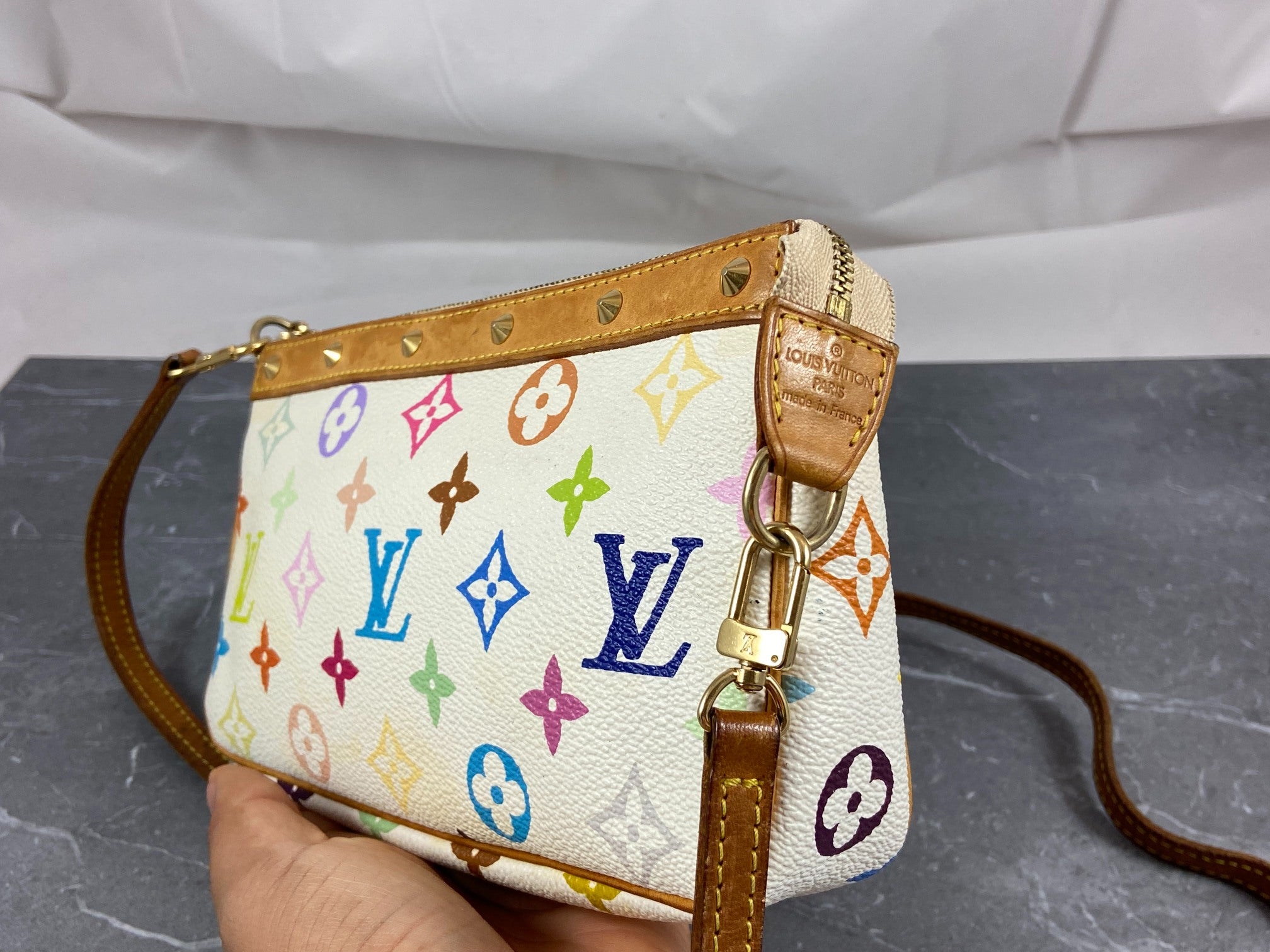 Louis Vuitton Takashi Murakami Multicolor Pochette Accessoires White