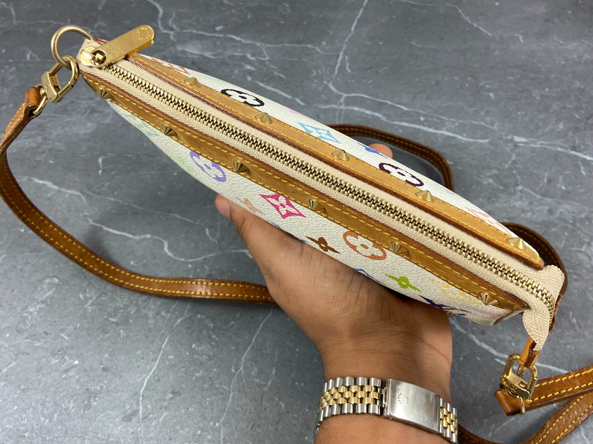 Louis Vuitton Takashi Murakami Multicolor Pochette Accessoires White