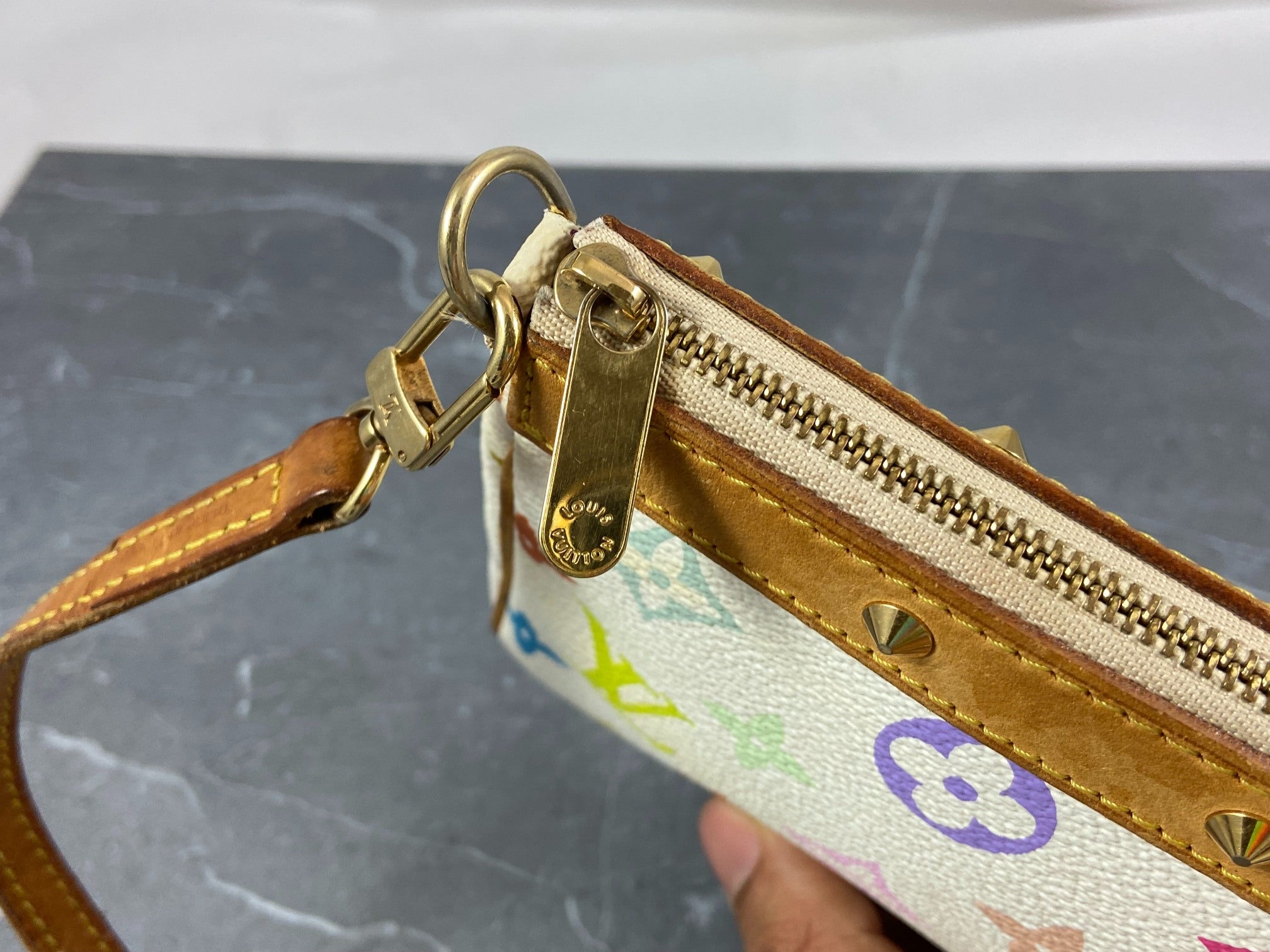 Louis Vuitton Takashi Murakami Multicolor Pochette Accessoires White