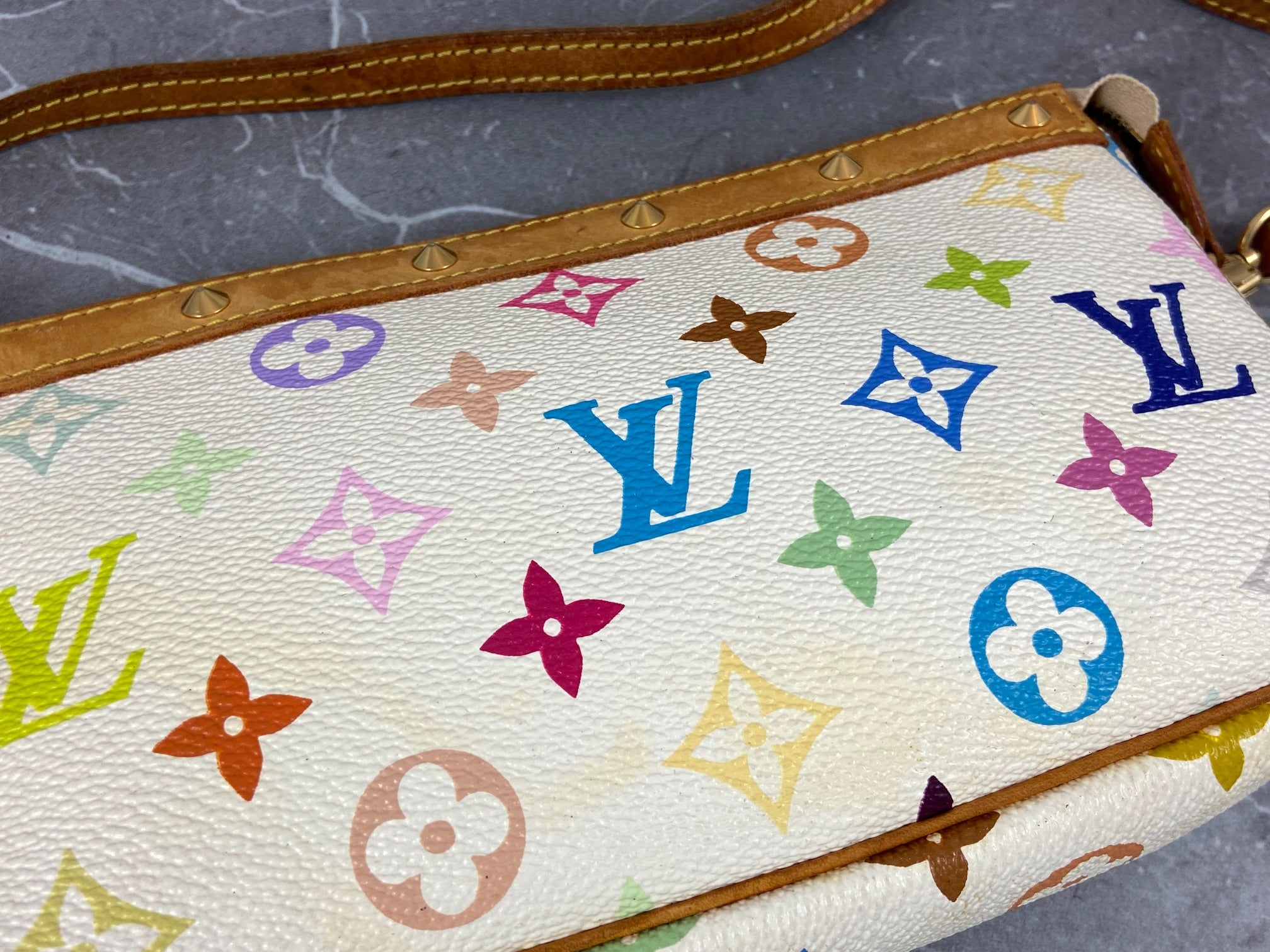 Louis Vuitton Takashi Murakami Multicolor Pochette Accessoires White