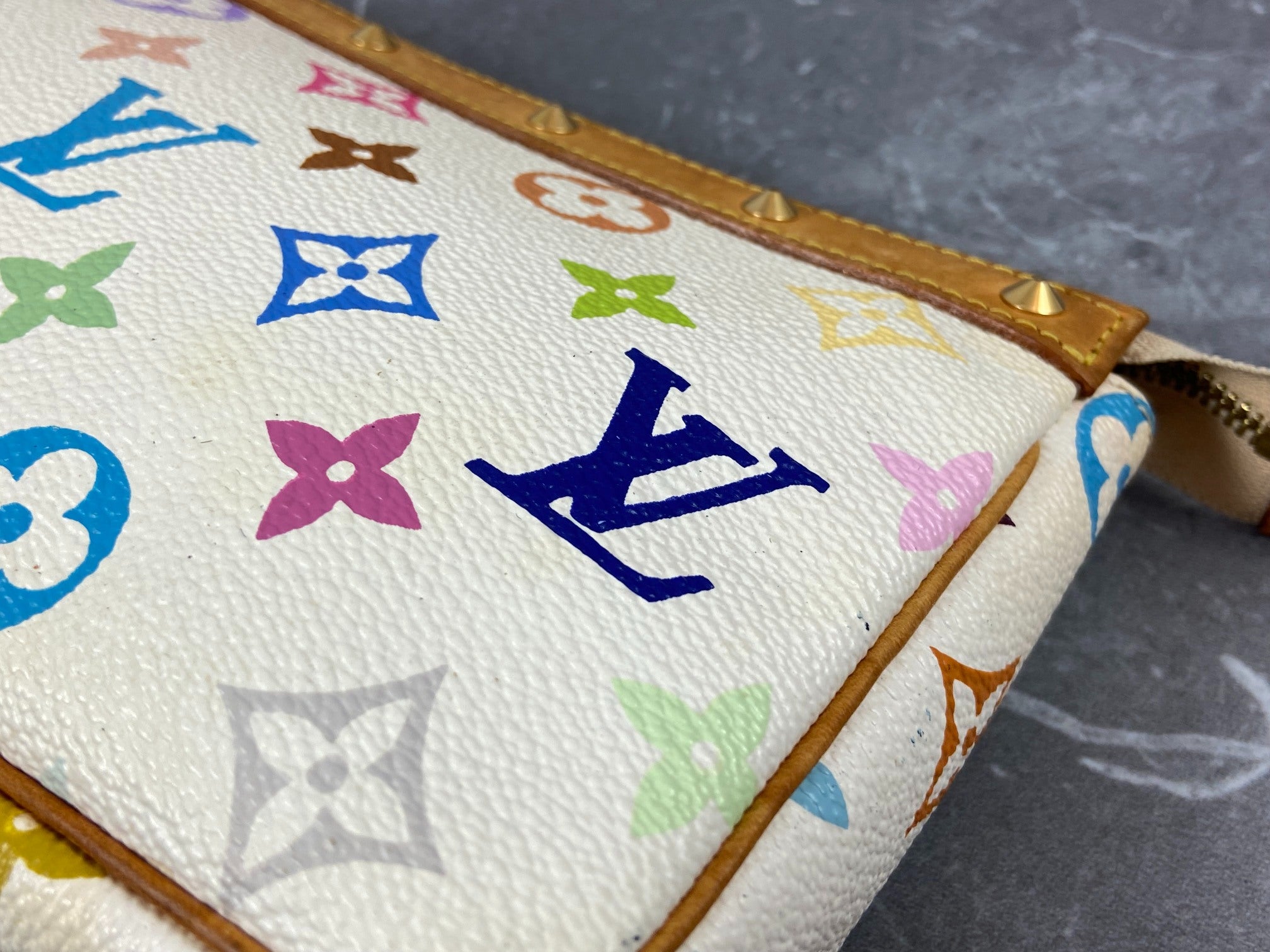 Louis Vuitton Takashi Murakami Multicolor Pochette Accessoires White