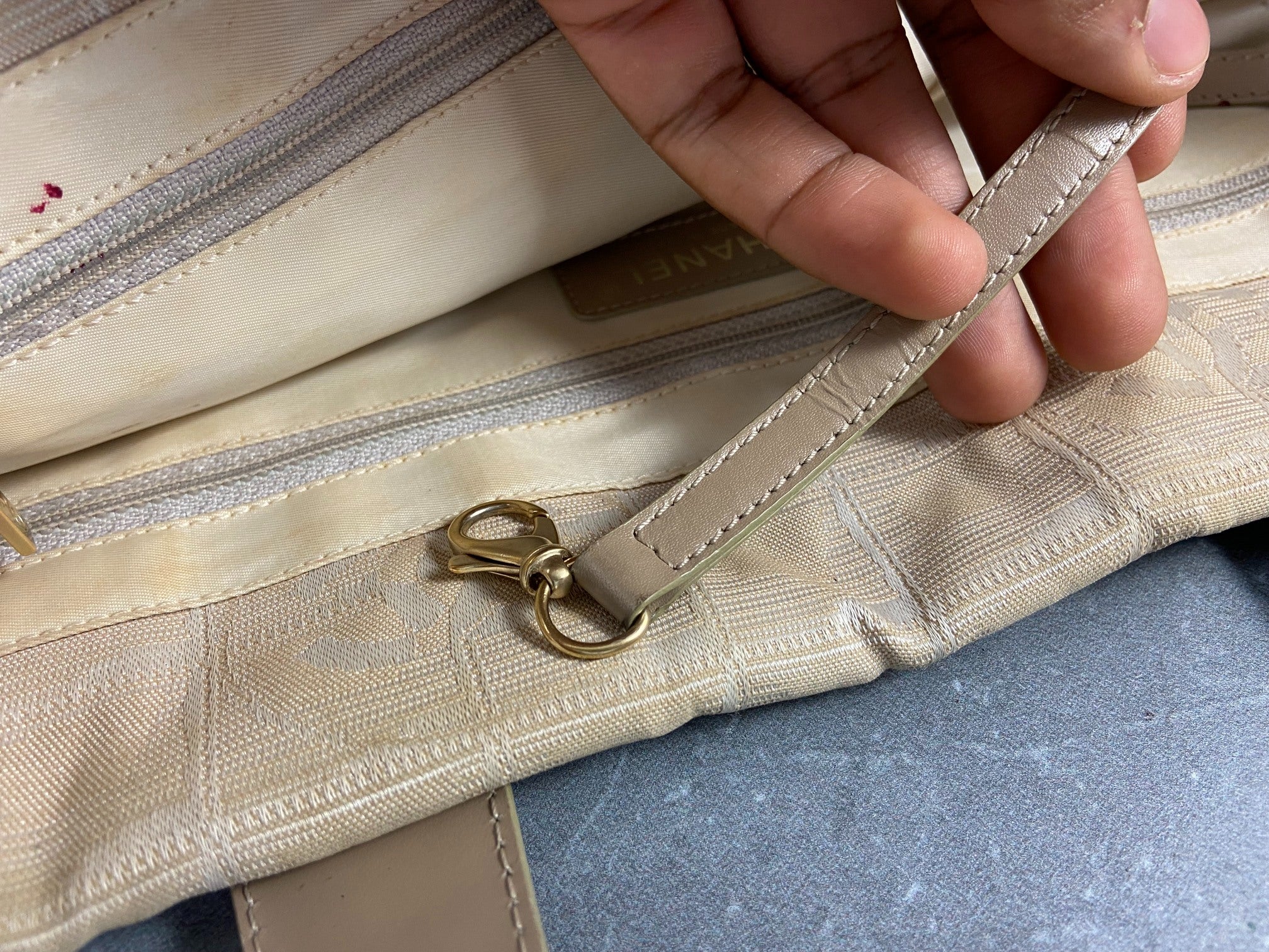 Chanel Travel Line Hand / Shoulder Bag Beige