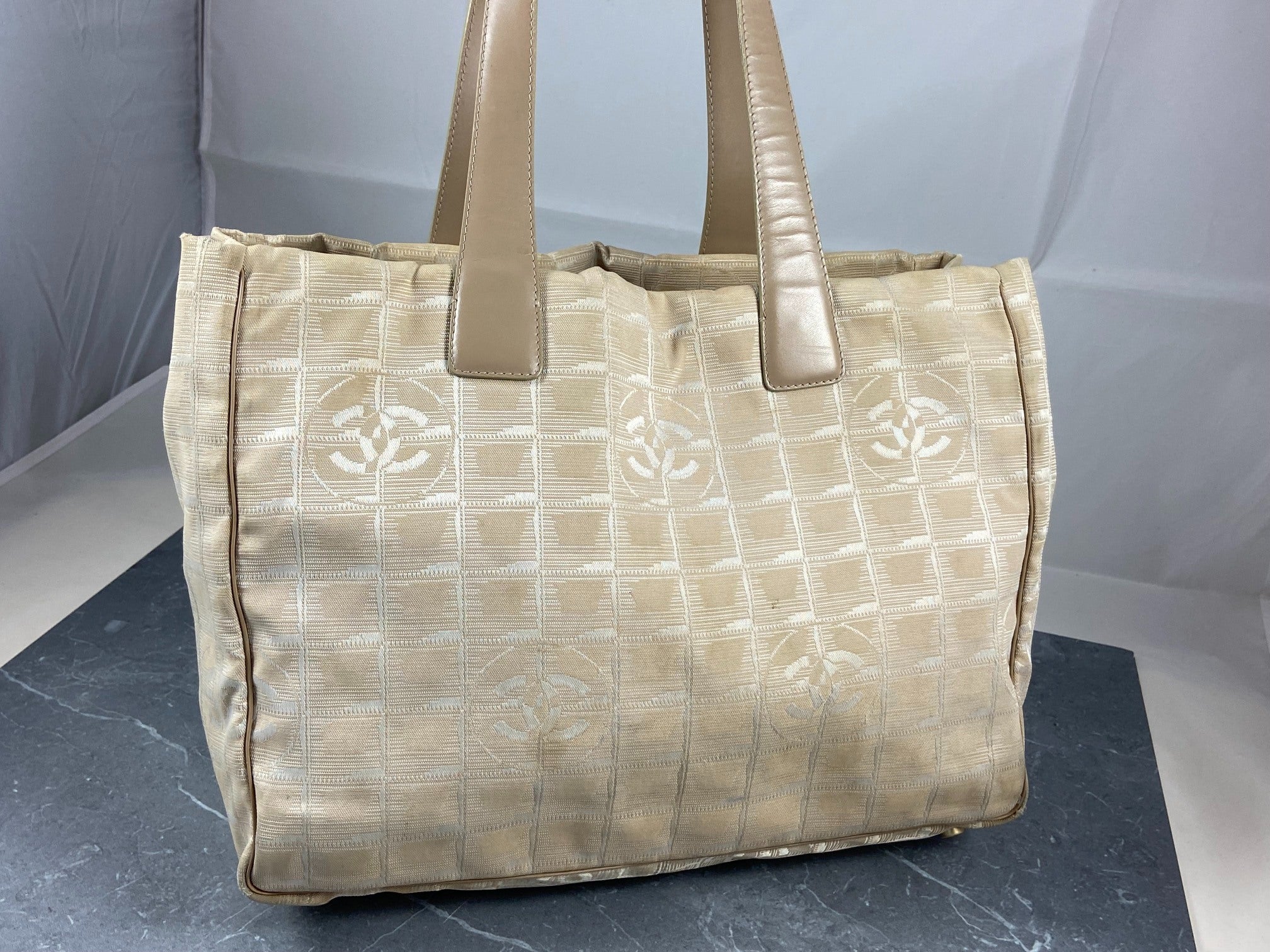 Chanel Travel Line Hand / Shoulder Bag Beige