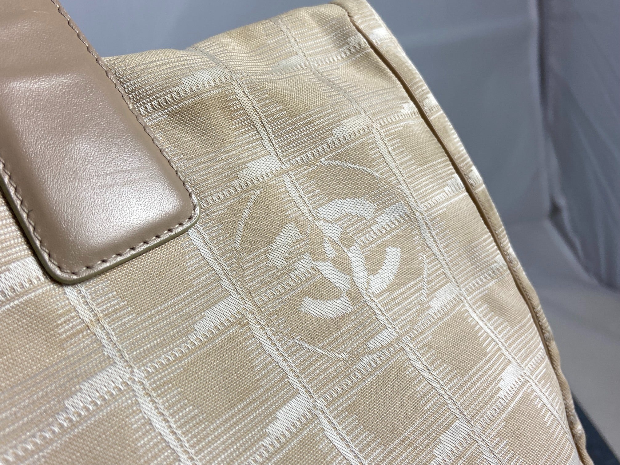 Chanel Travel Line Hand / Shoulder Bag Beige