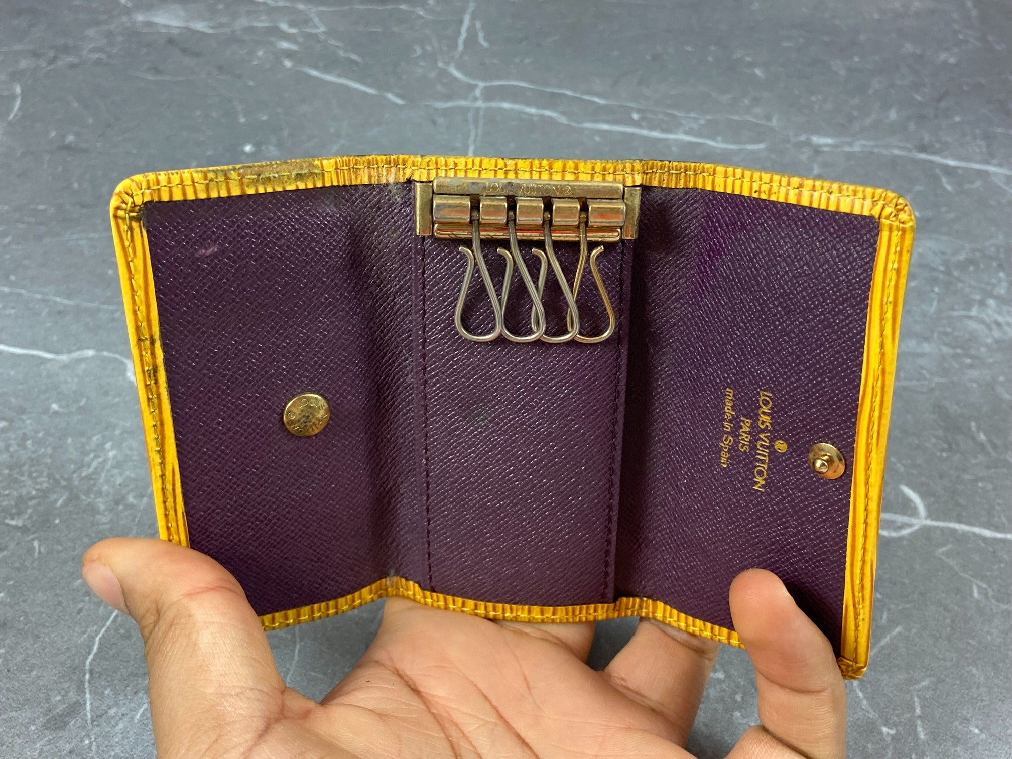 Louis Vuitton 4 Key Holder Yellow Epi Leather