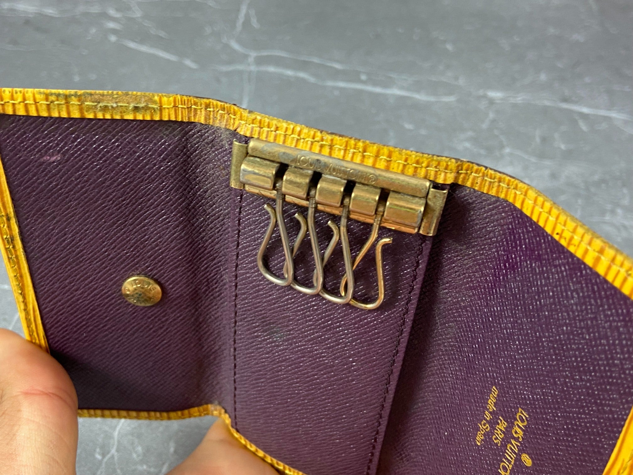 Louis Vuitton 4 Key Holder Yellow Epi Leather
