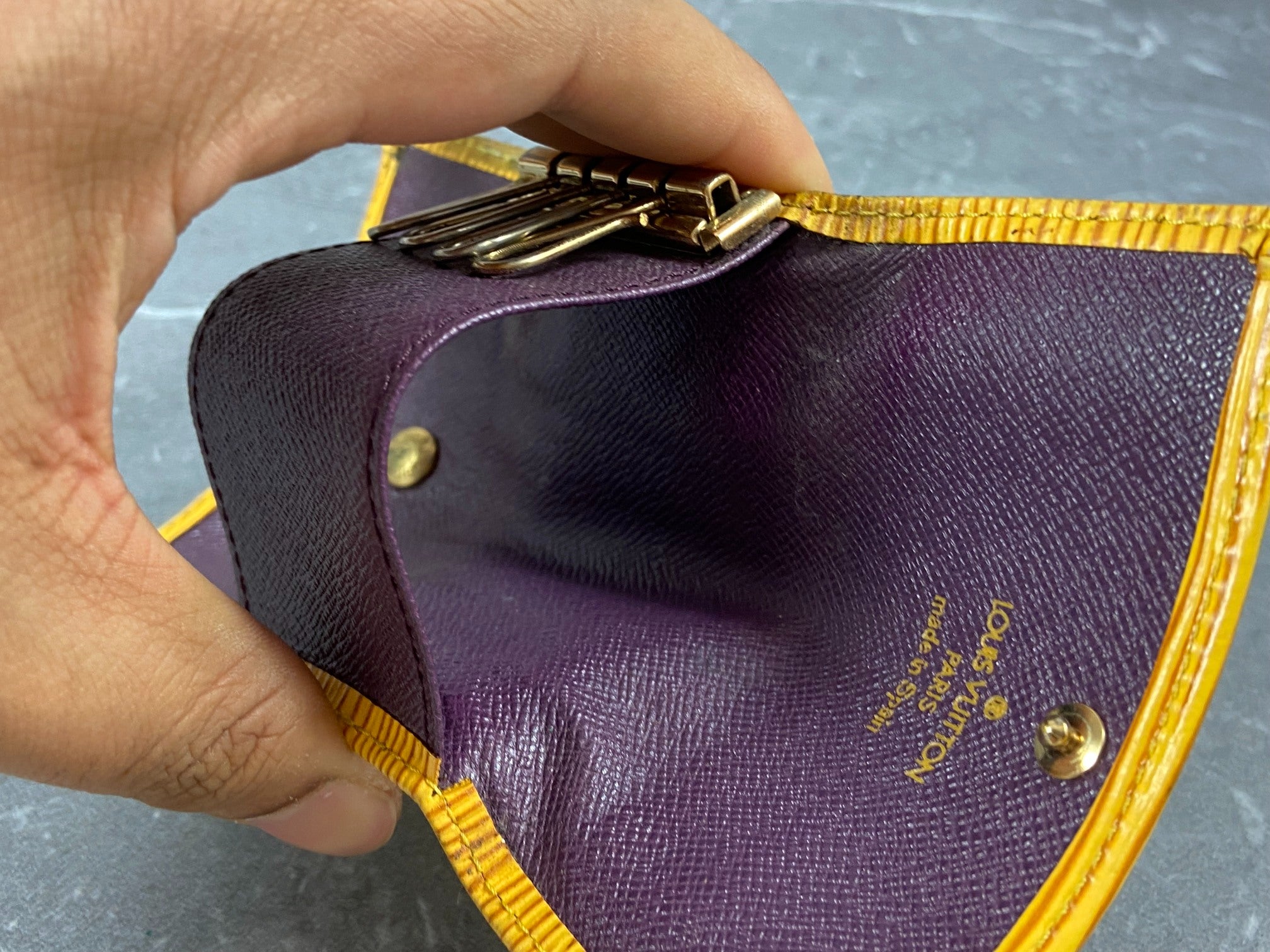 Louis Vuitton 4 Key Holder Yellow Epi Leather