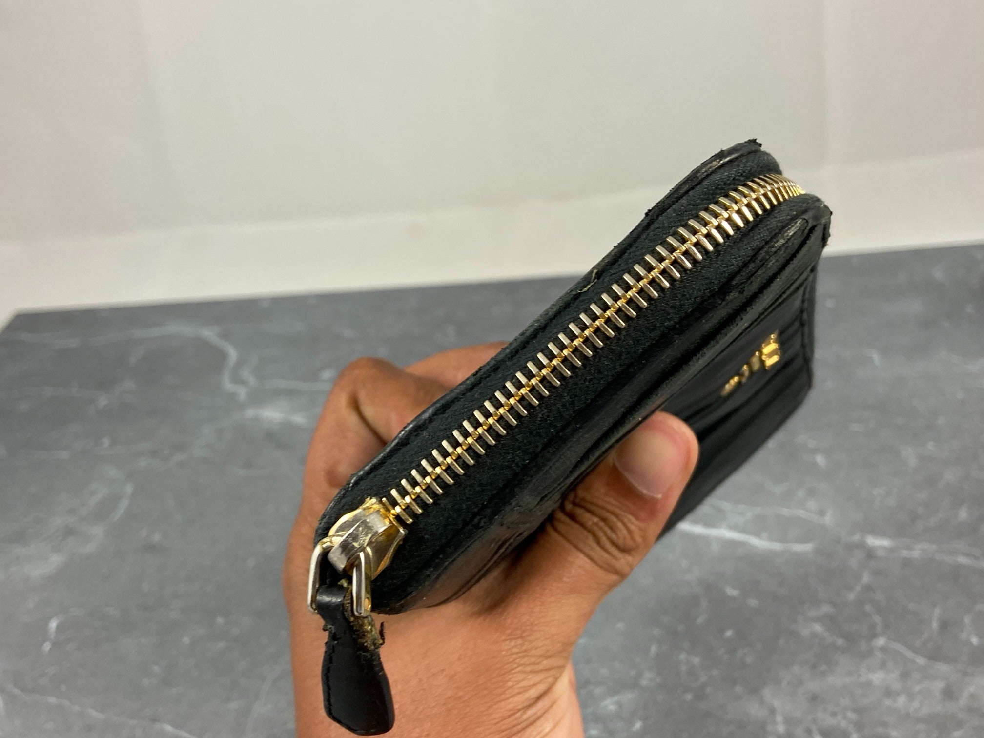 Prada Nappa Gauffre Long Zippy Wallet Black Leather
