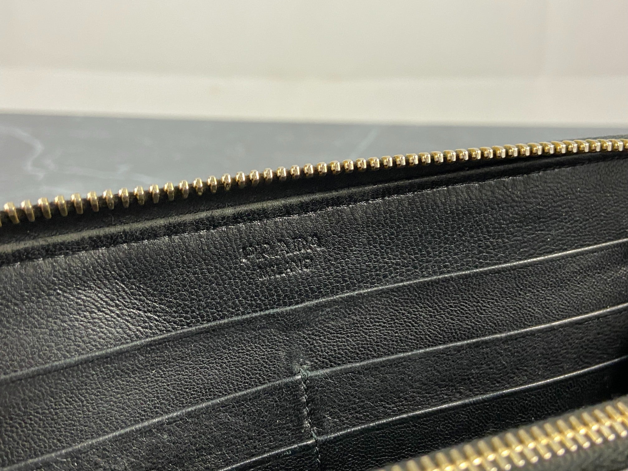 Prada Nappa Gauffre Long Zippy Wallet Black Leather