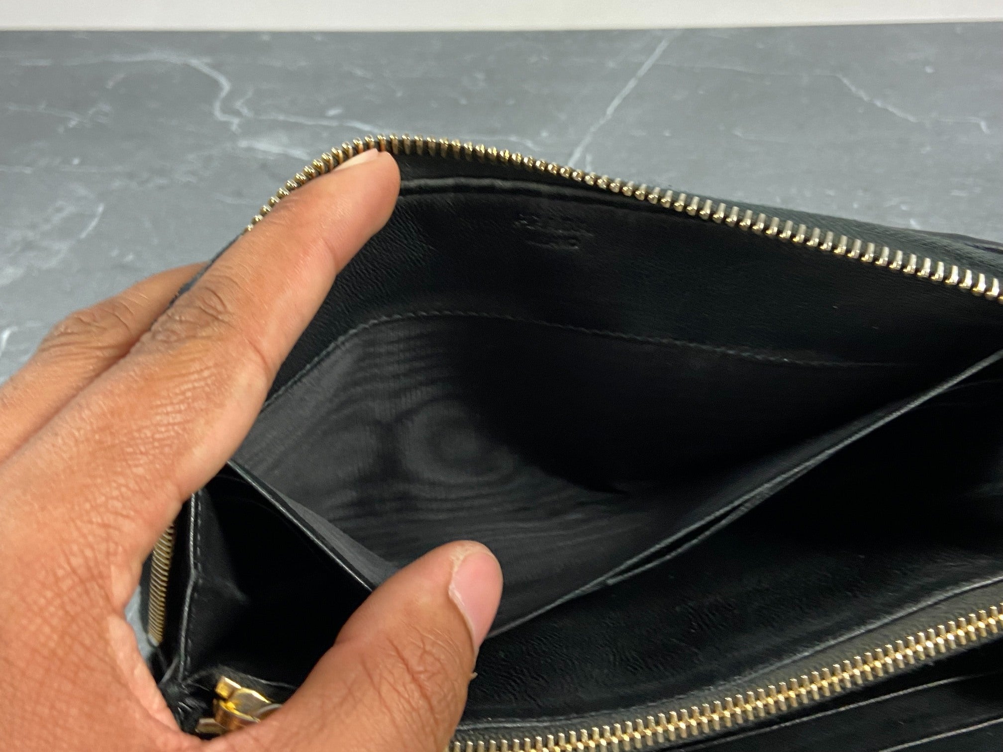 Prada Nappa Gauffre Long Zippy Wallet Black Leather