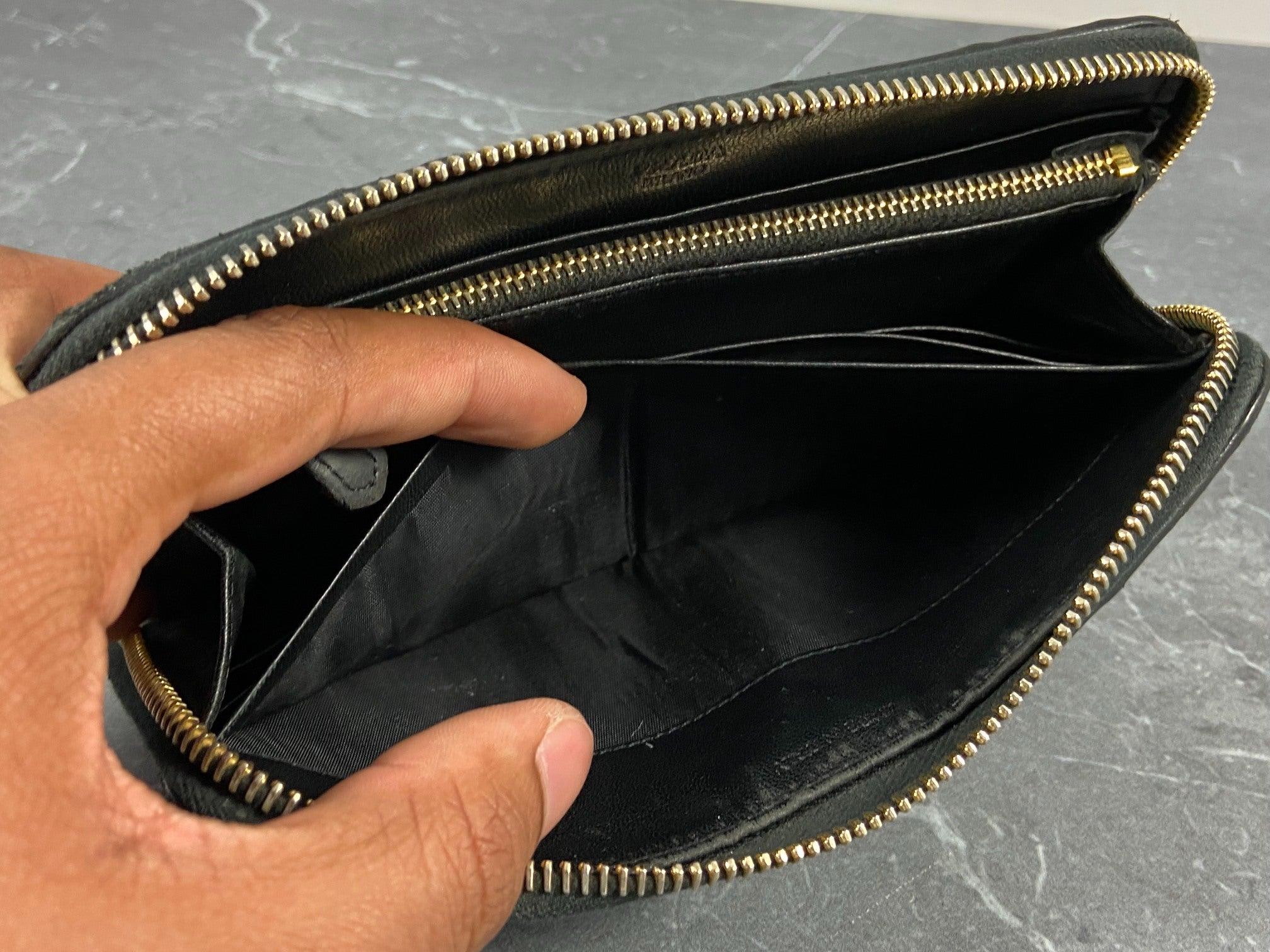 Prada Nappa Gauffre Long Zippy Wallet Black Leather