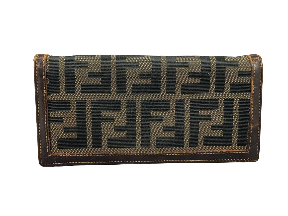 Fendi Zucca Bifold Long Wallet Brown