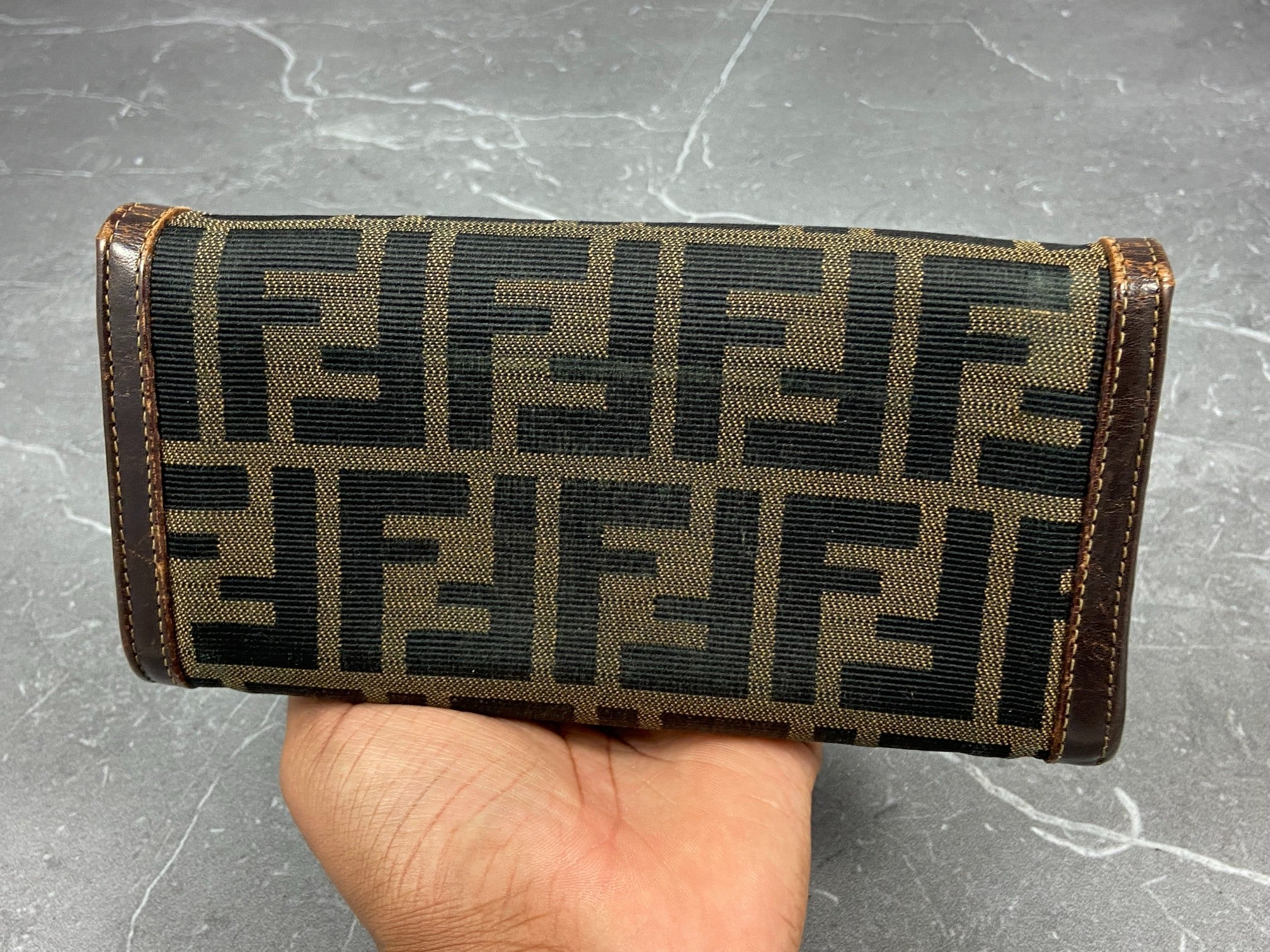 Fendi Zucca Bifold Long Wallet Brown