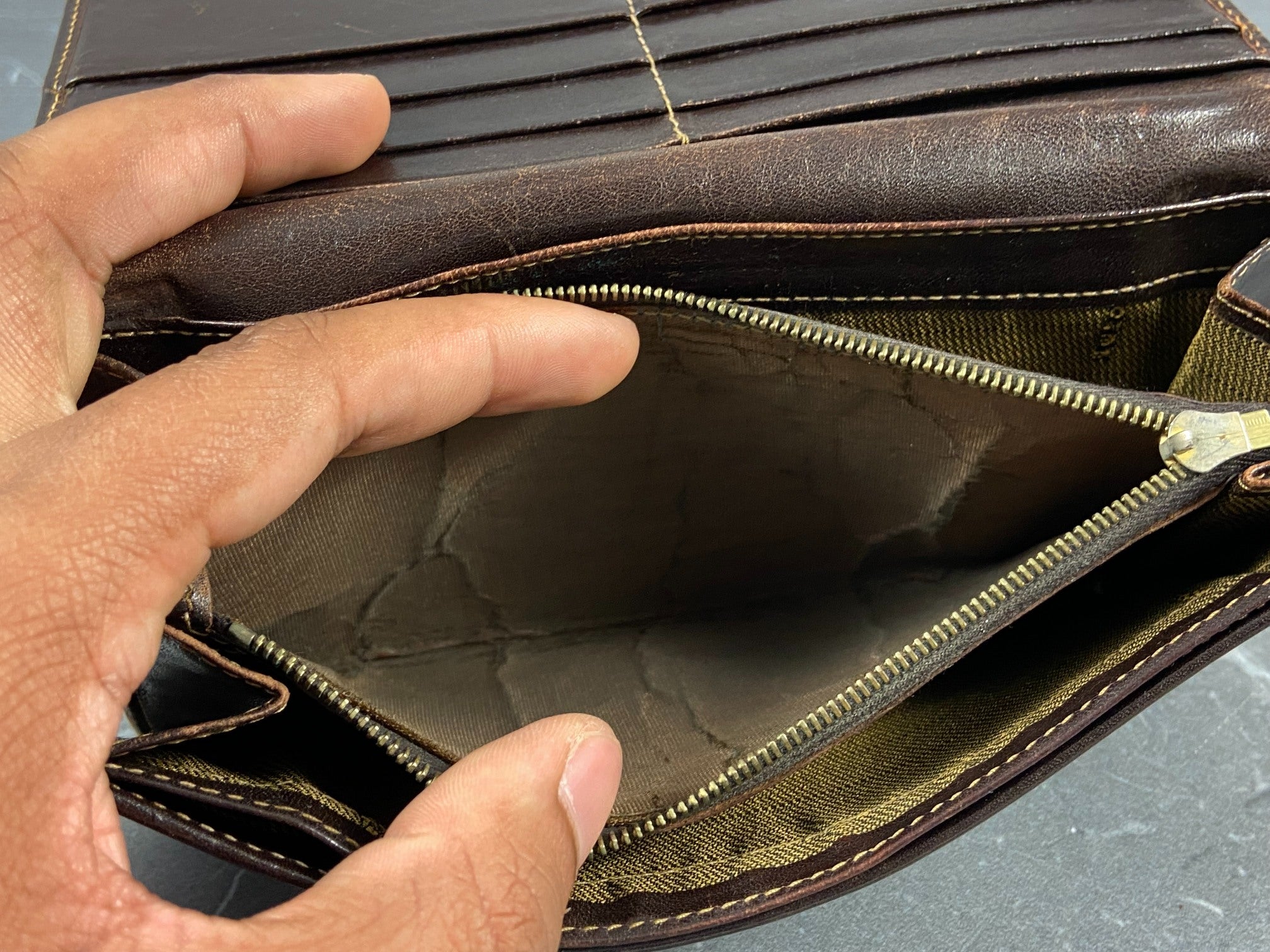 Fendi Zucca Bifold Long Wallet Brown