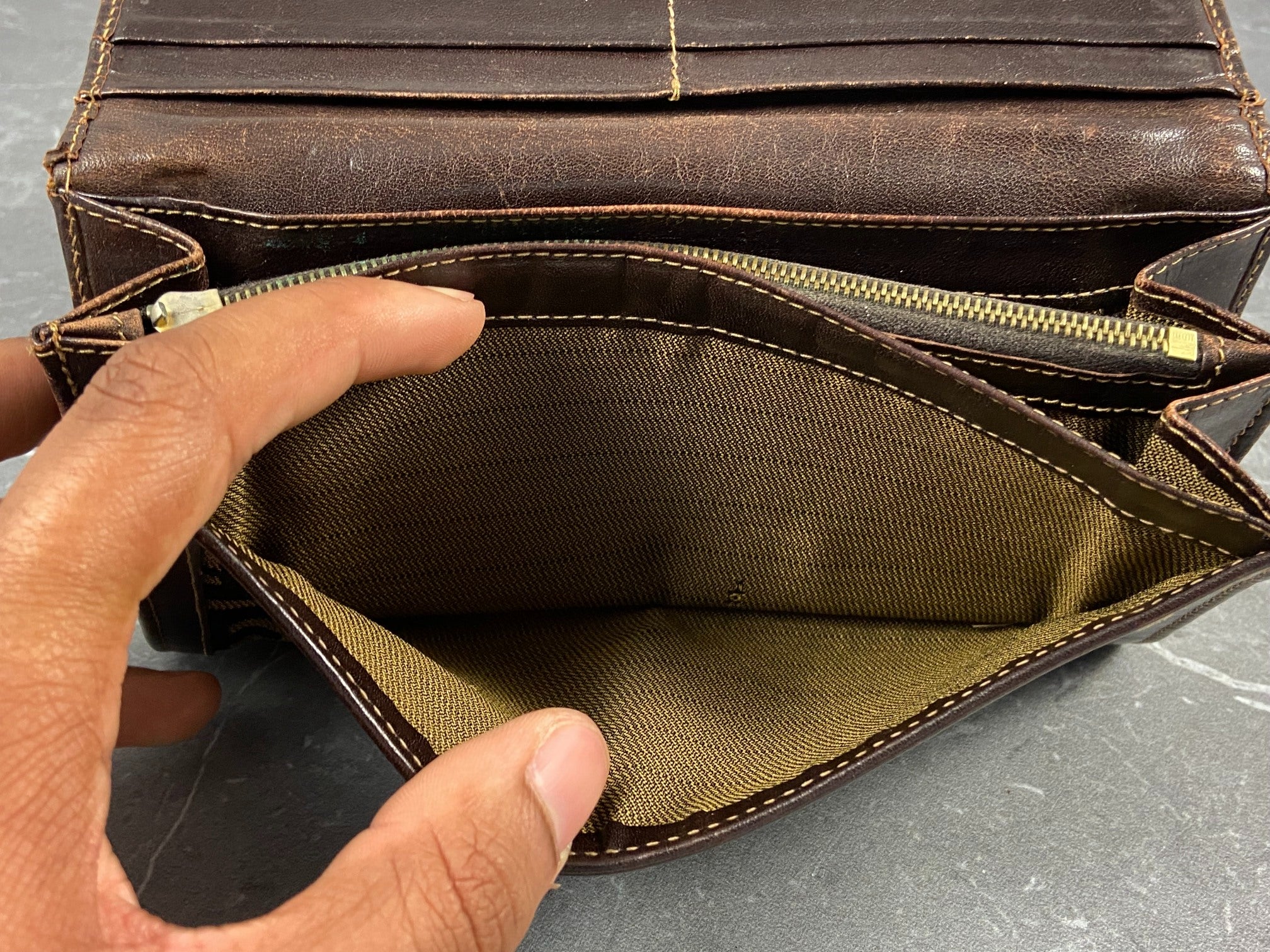 Fendi Zucca Bifold Long Wallet Brown