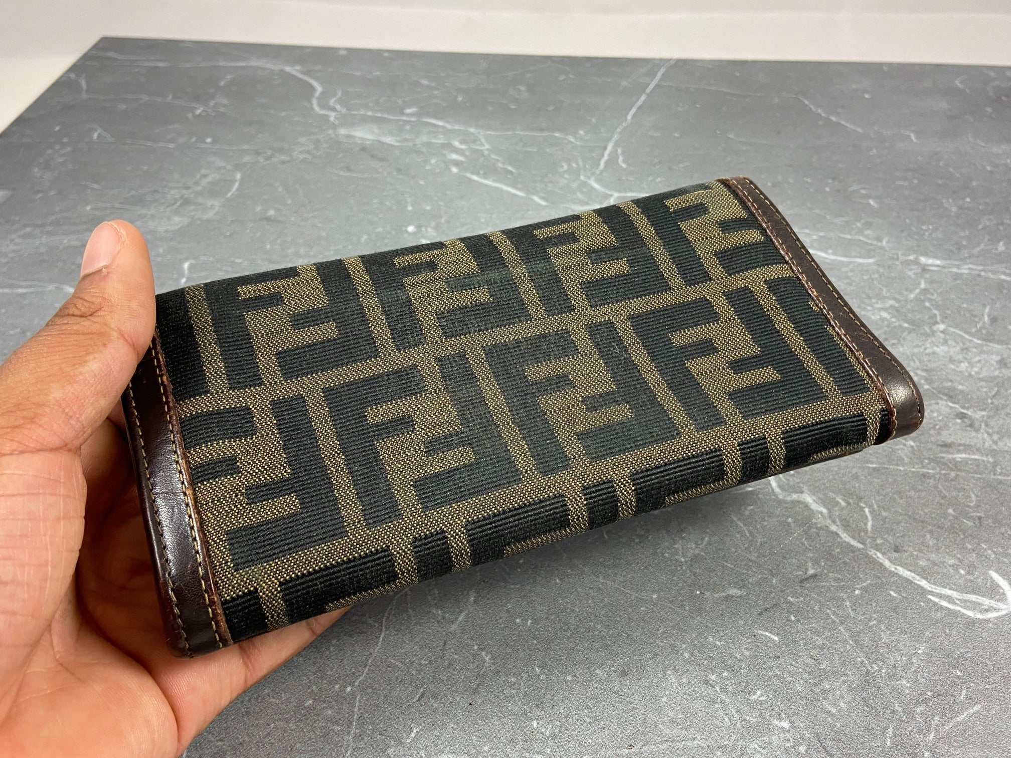 Fendi Zucca Bifold Long Wallet Brown